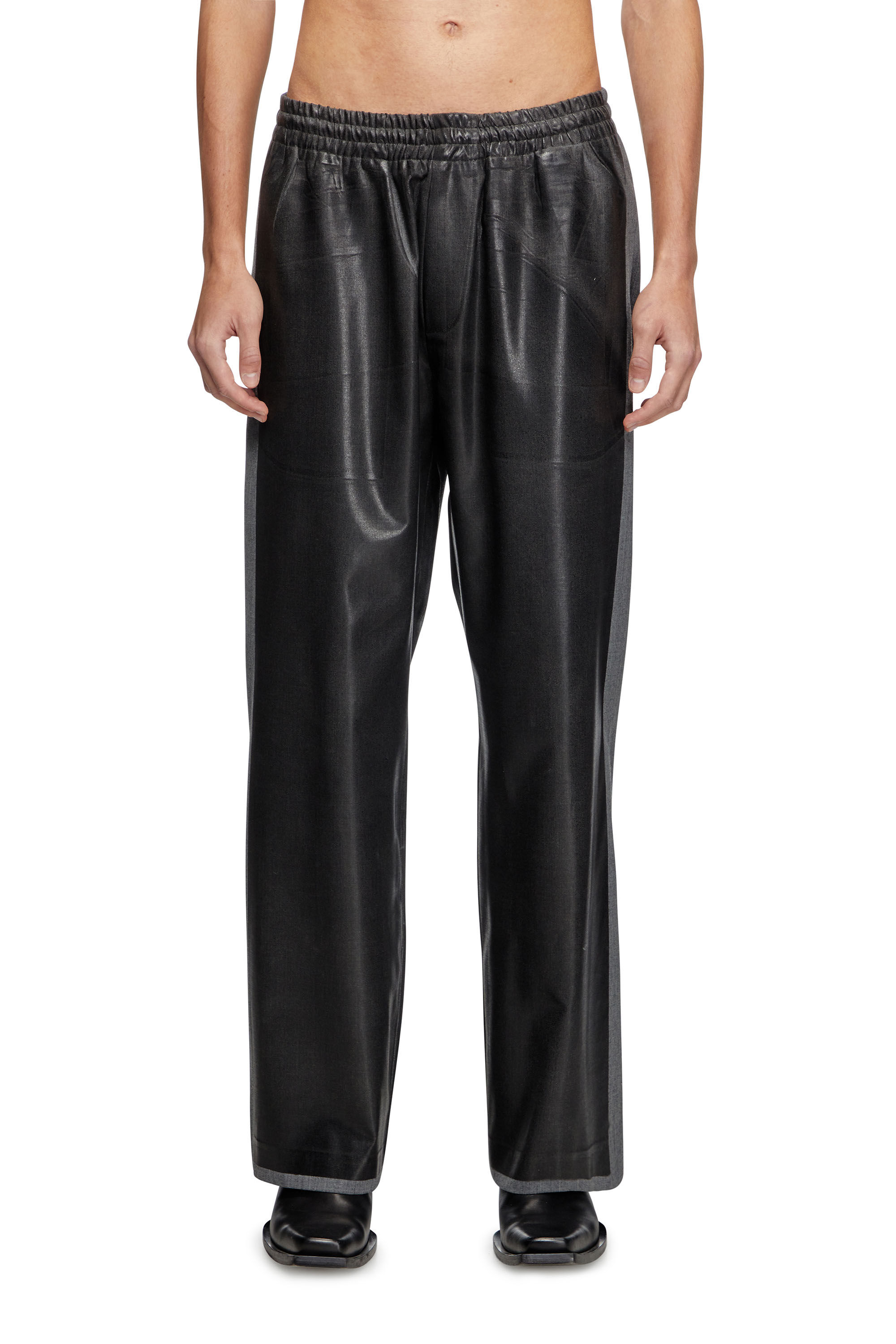 Diesel - P-CLAYS-DD, Unisex's Tailored track pants with coated front in Black - 3