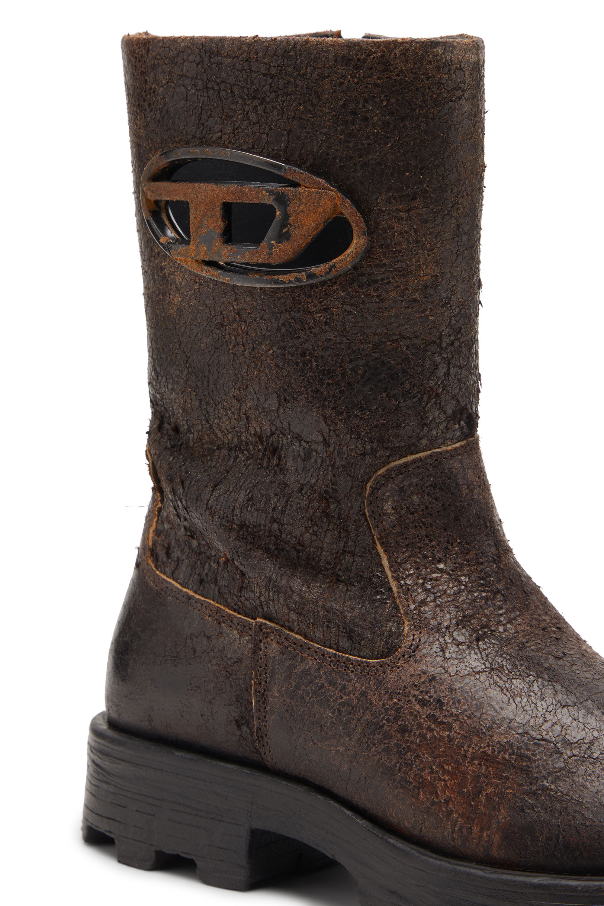 Diesel - D-HAMMER BKR D W, Woman's D-Hammer-Biker boots in distressed crackled suede in null - 4