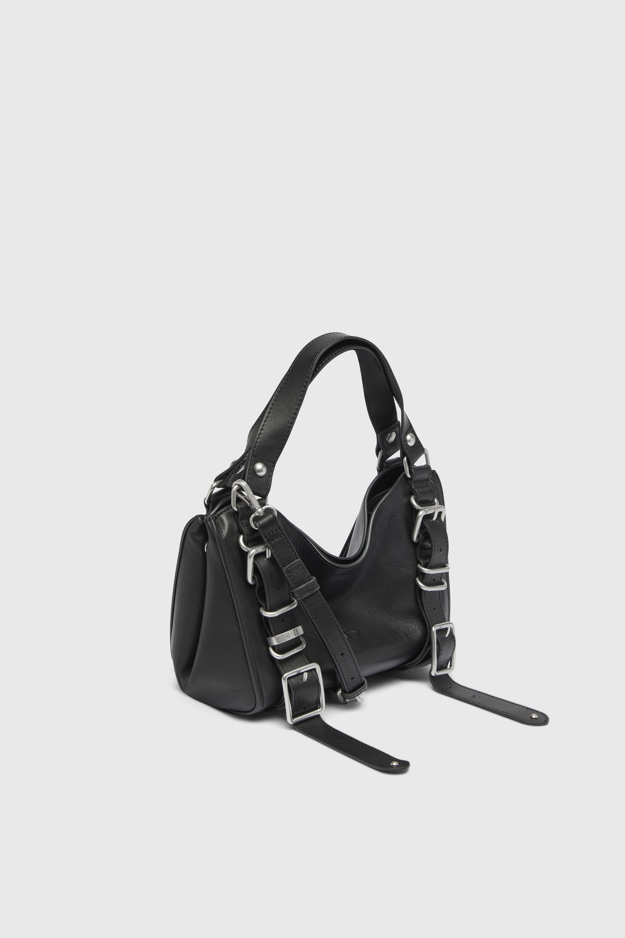 Diesel - D-ONE TOPHANDLE S, Woman's D-One-Small top-handle bag in treated leather in Black - 5