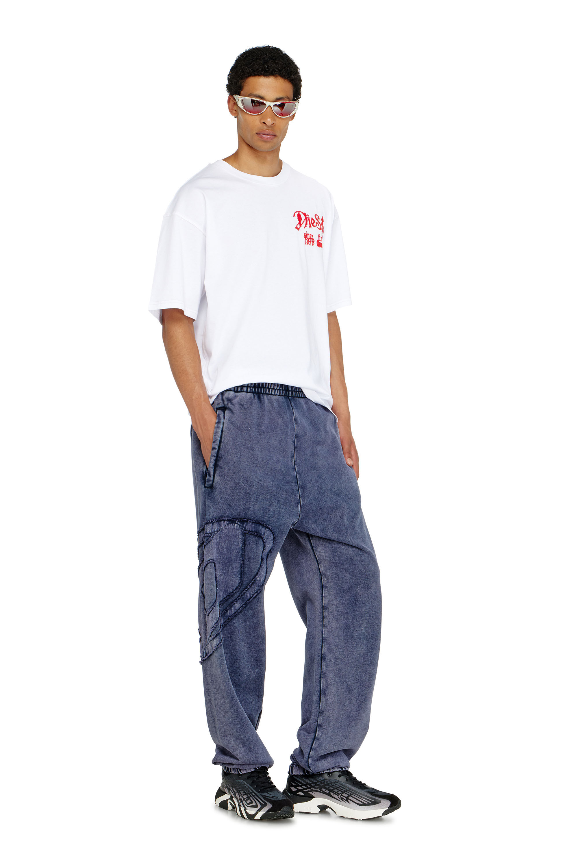 Diesel - P-MARKY-DEN, Man's Organic cotton sweatpants with Oval D patch in null - 1