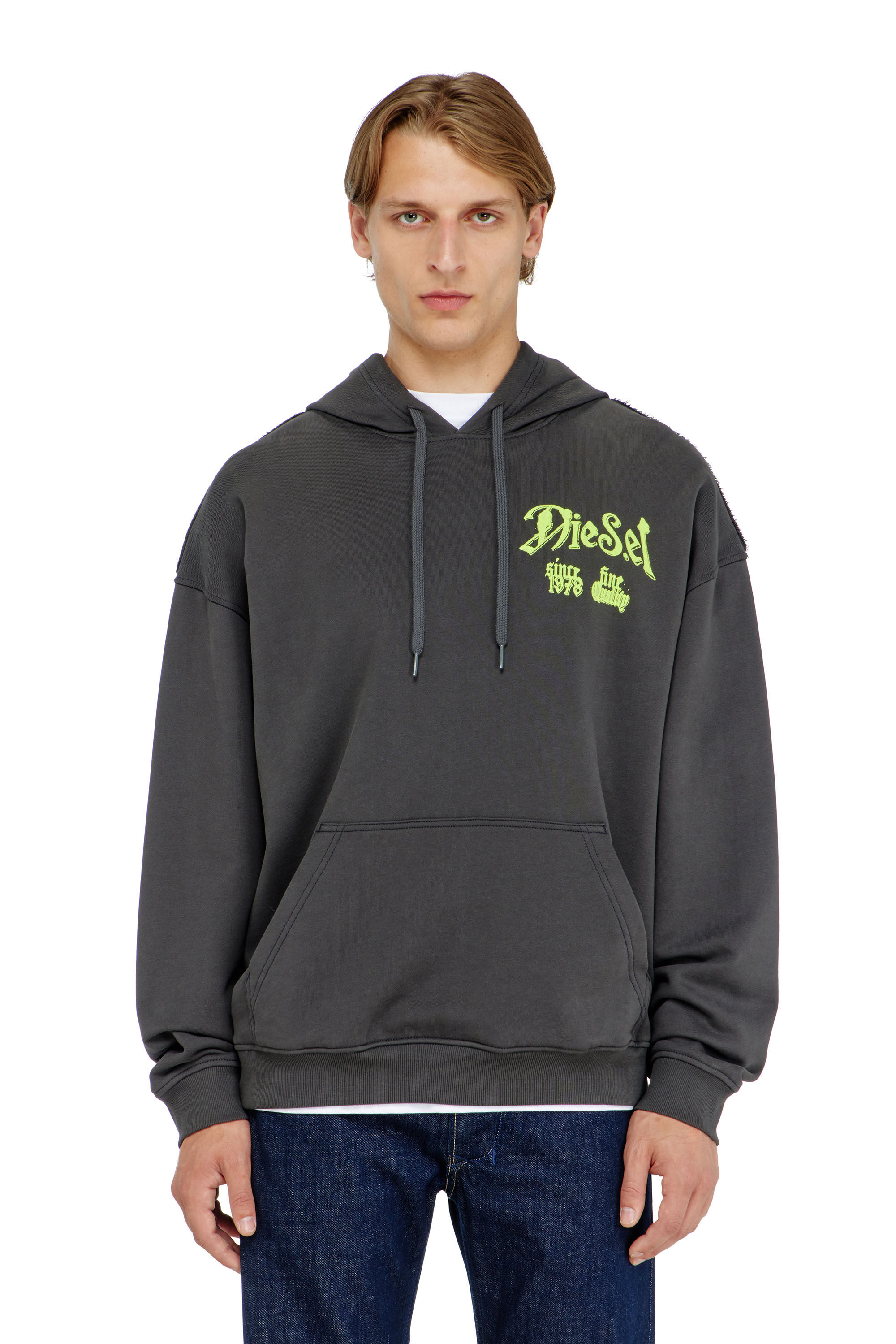 Diesel - S-BOXT-HOOD-AA2, Man's Cotton hoodie with flocked graphics in null - 3