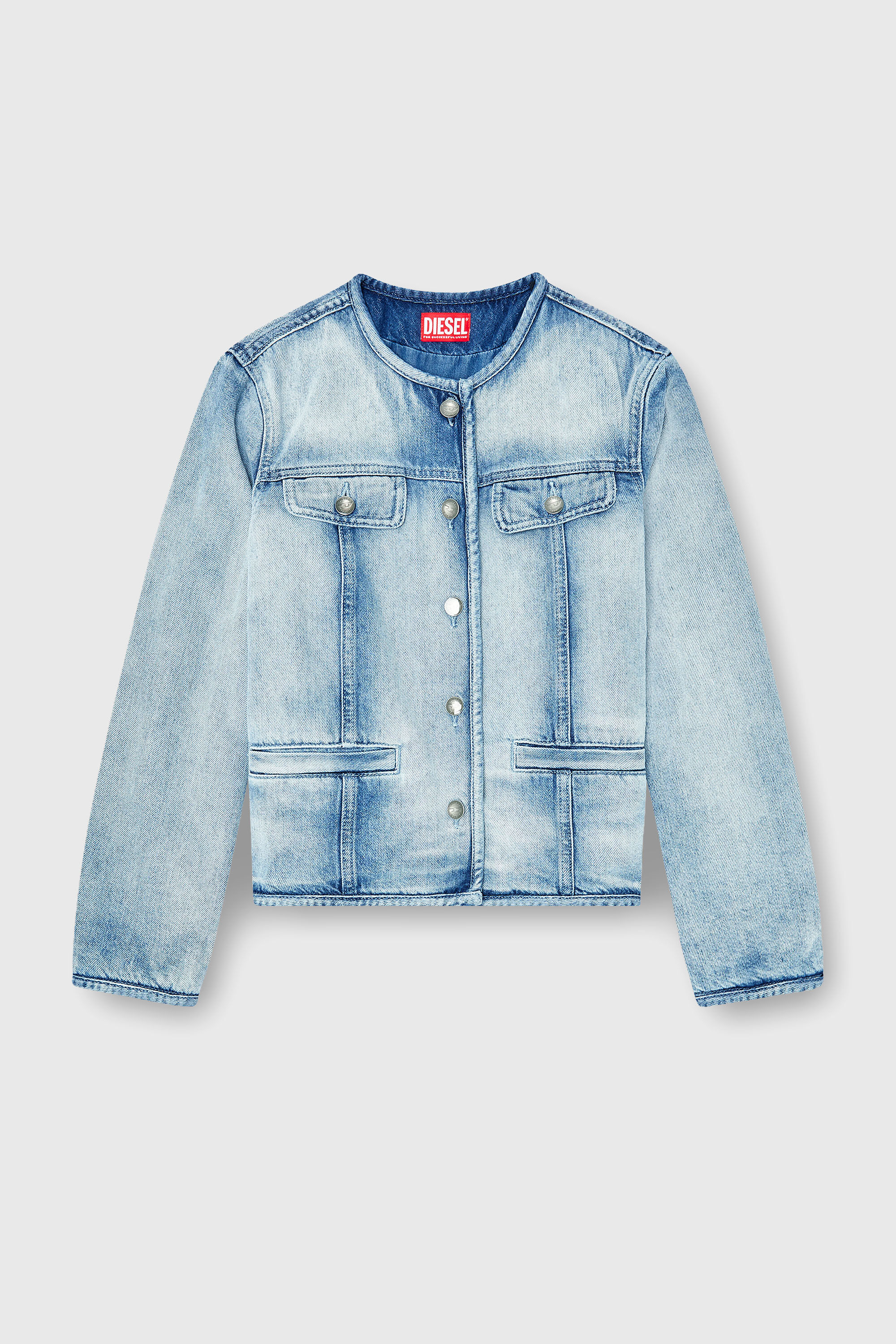 Diesel - DE-GRAFY-FSI1, Woman's Jacket in medium-light skeleton denim in Light Blue - 2