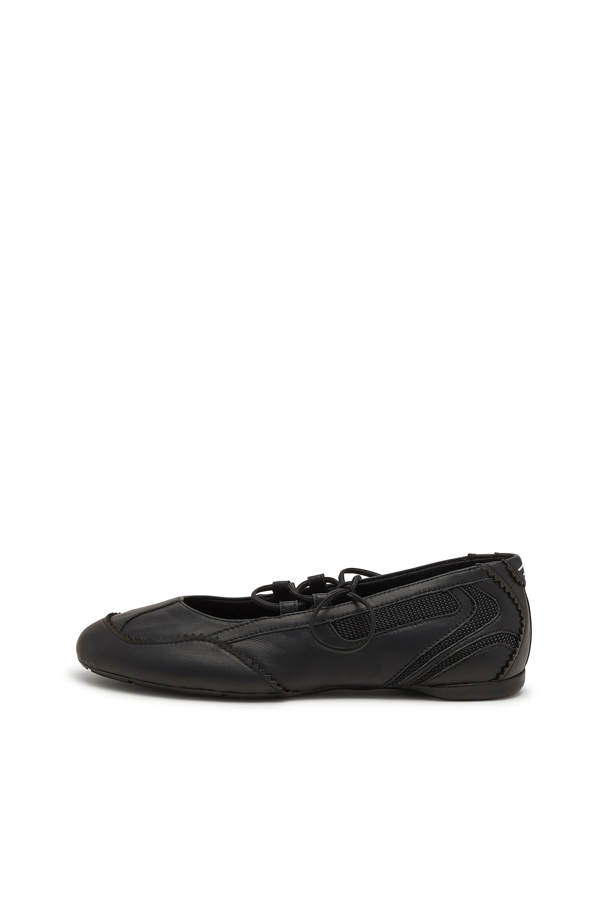 Diesel - D-MILE BALLERINA LACE UP W, Woman's D-Mile-Lace-up ballet flats in leather and mesh in Black - 8