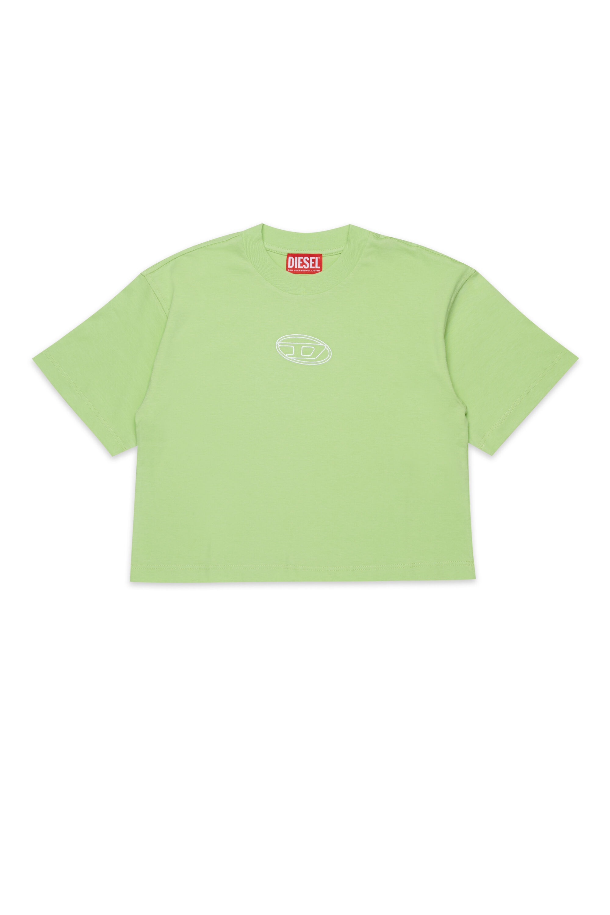 Diesel - TIXAN, Woman's Cotton T-shirt with central logo in Green - 1
