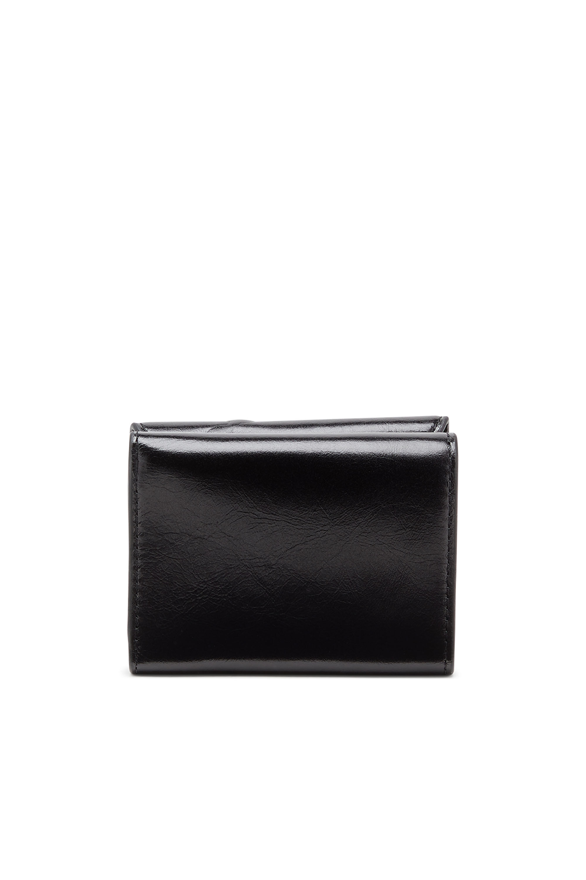 Diesel - TRI FOLD COIN XS II, Woman's Leather tri-fold wallet with embossed chain motif in Black - 2