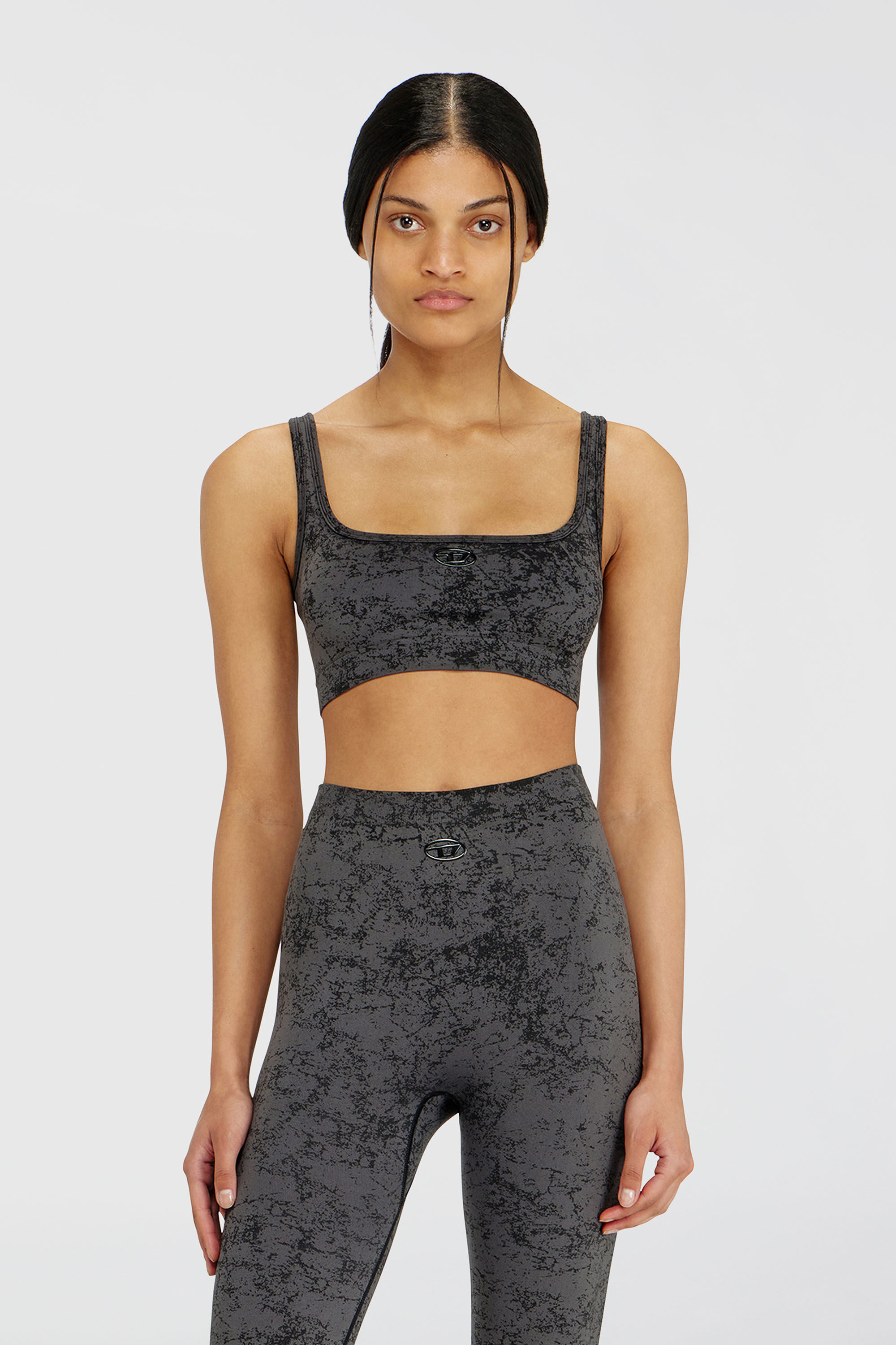 Diesel - HELLA-UTLT, Woman's Sports bra with utilitarian print in Dark grey - 3