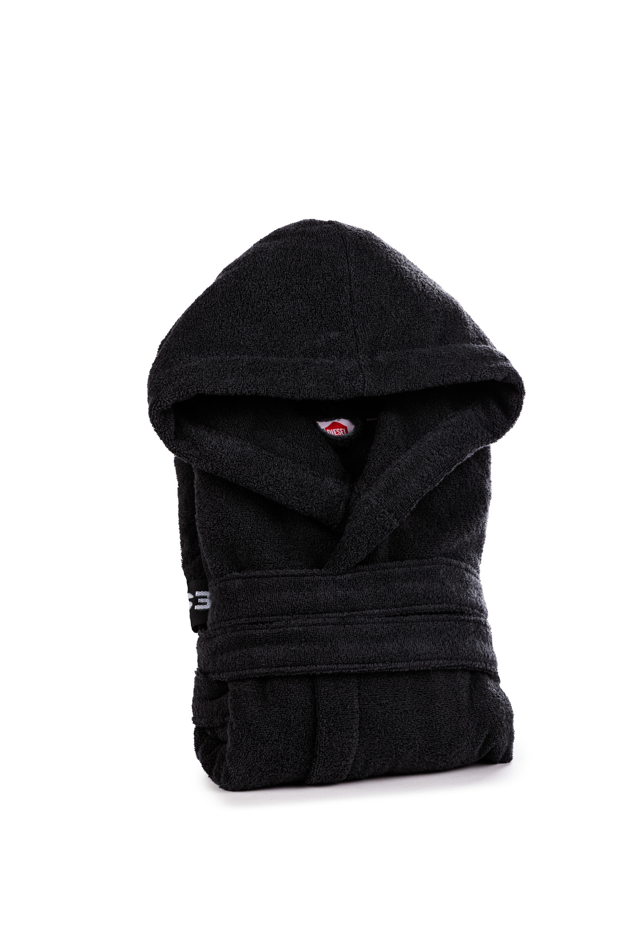Diesel - 1015105 LOGO-COTTON BATHROBE SIZE S BLAC, Unisex's Logo-Cotton Terry Bathrobe, S size in Black - 1