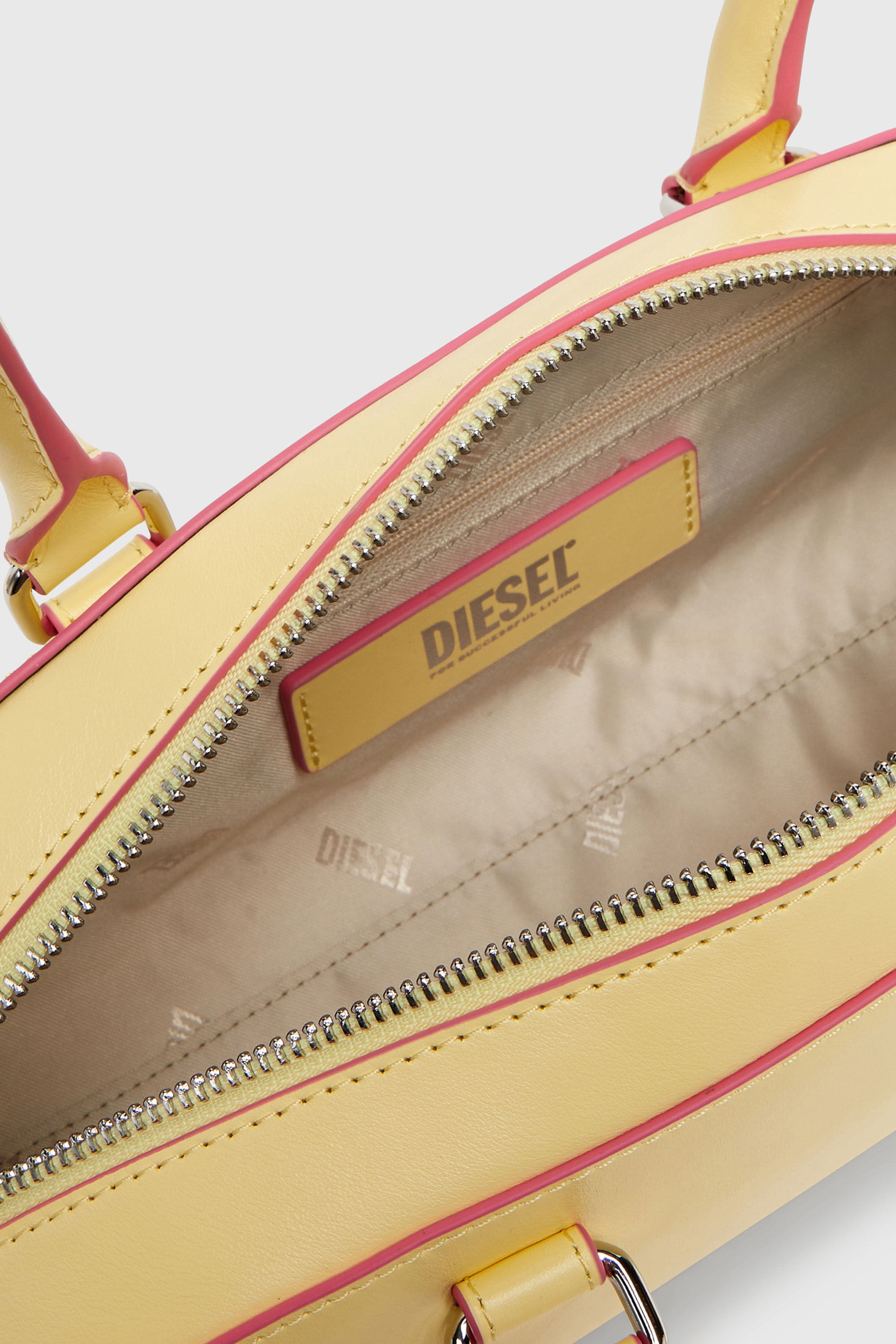 Diesel - 1DR DOME SHOULDER EW, Woman's 1DR Dome - Elongated bowling bag in leather in Yellow - 4