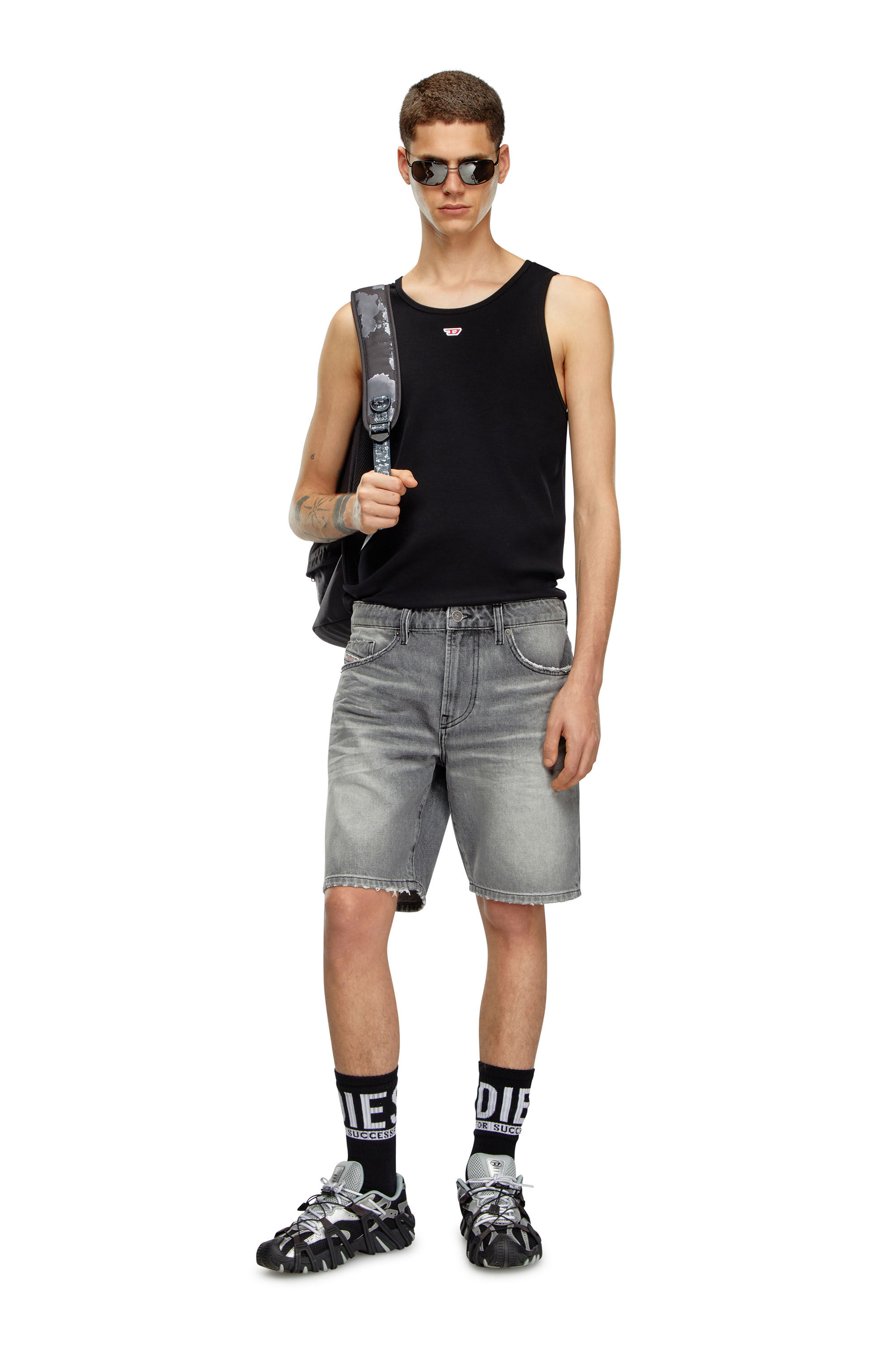 Diesel - D-FIN, Man Slim denim shorts in Grey - Image 1