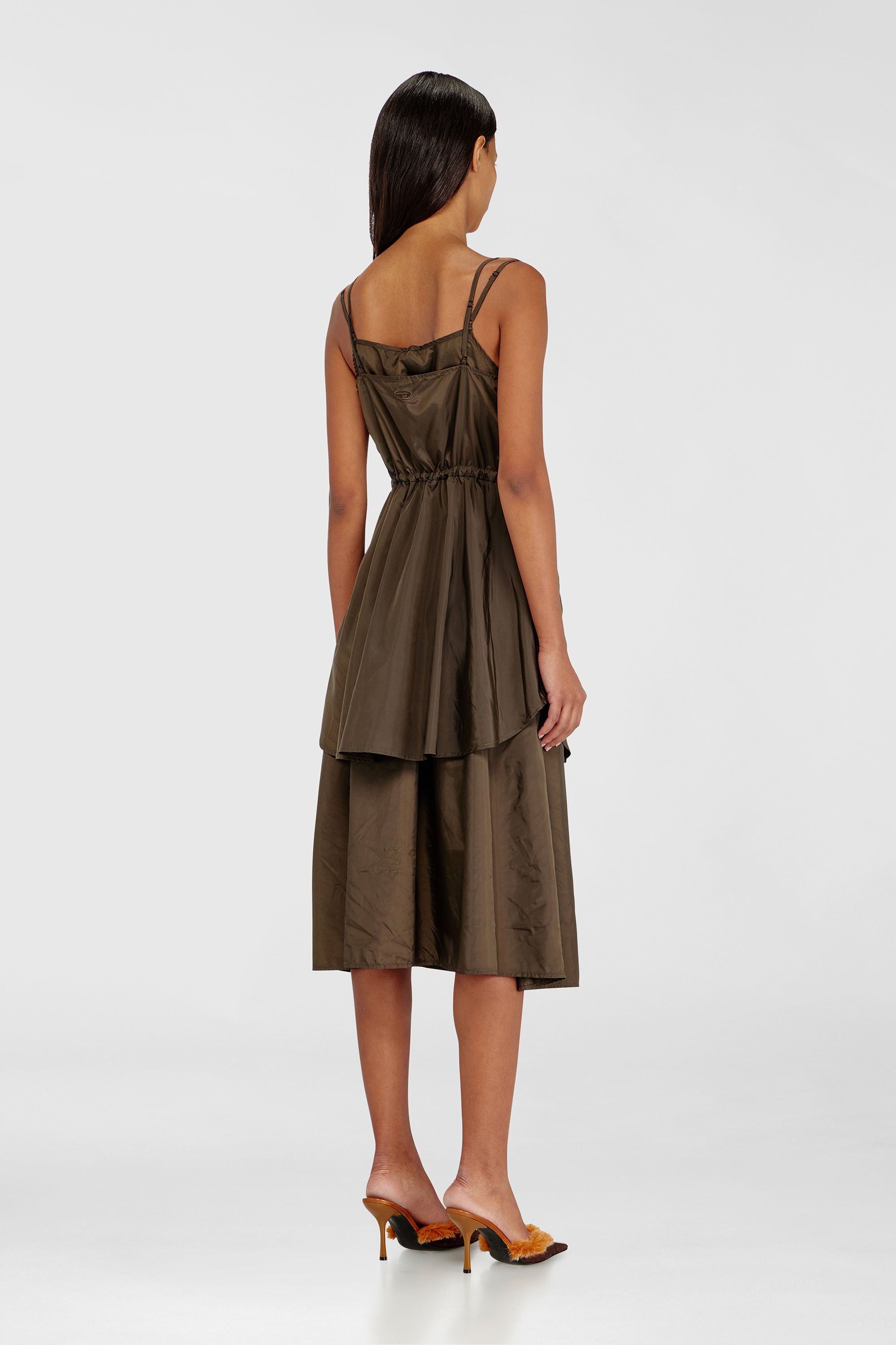 Diesel - D-OROTEA-T1, Woman's Lightweight nylon dress with layered design in Brown - 4