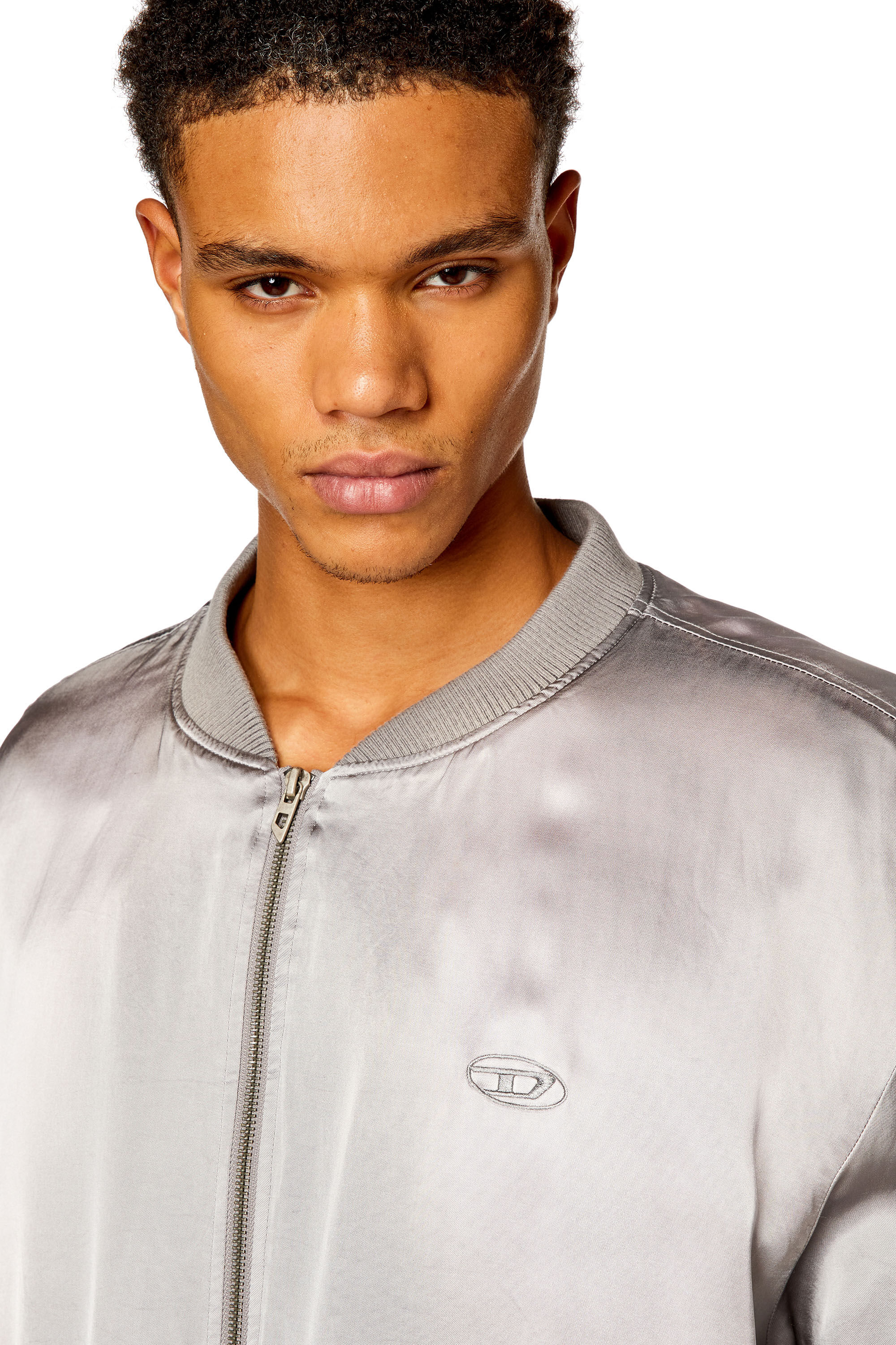 Diesel - J-MARTEX, Man Satin bomber jacket with faded effect in Grey - Image 3
