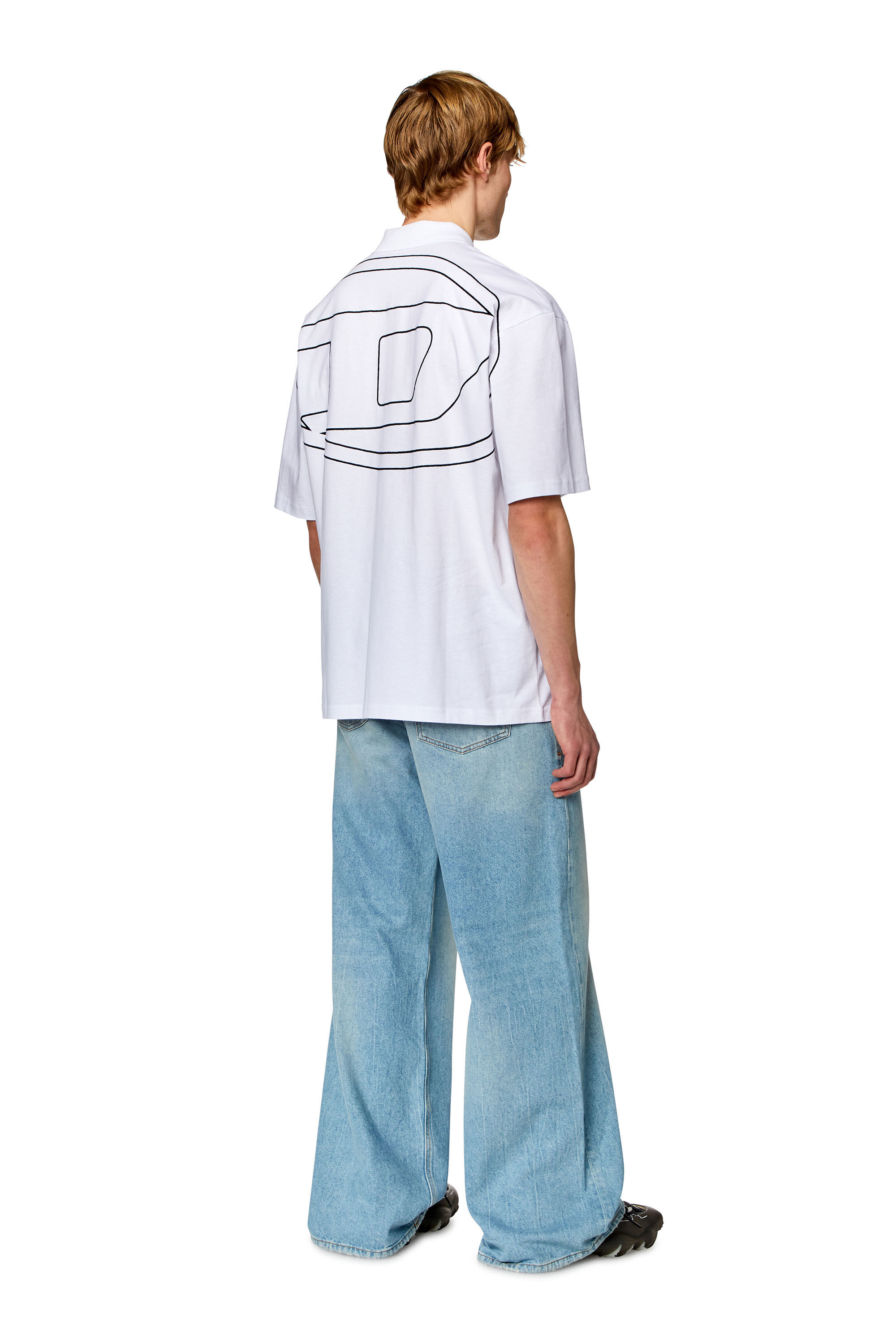 Diesel - T-VORT-MEGOVAL-D, Man Polo shirt with maxi oval D embroidery in White - Image 1
