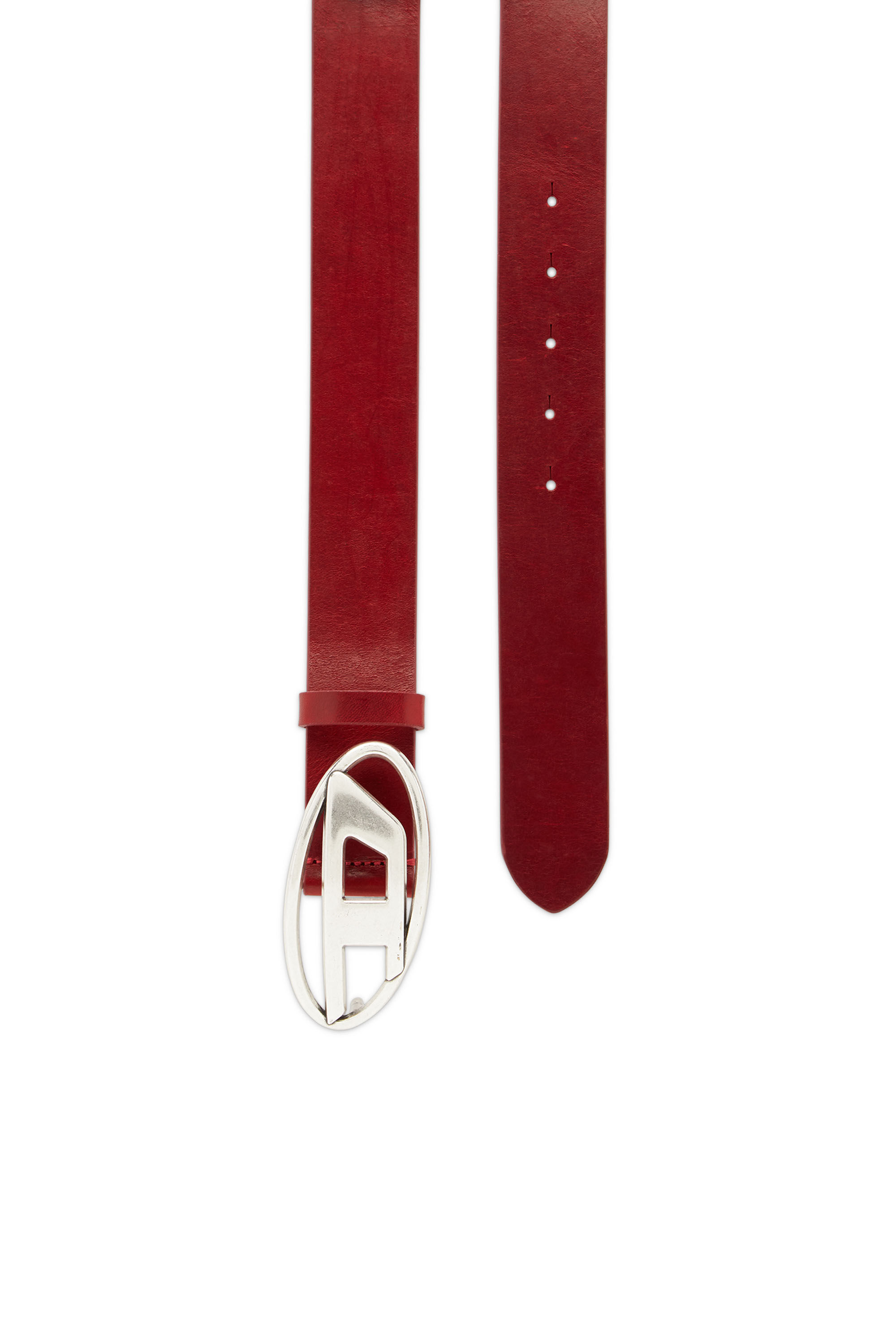 Diesel - B-1DR, Man Leather belt with D buckle in Red - Image 3