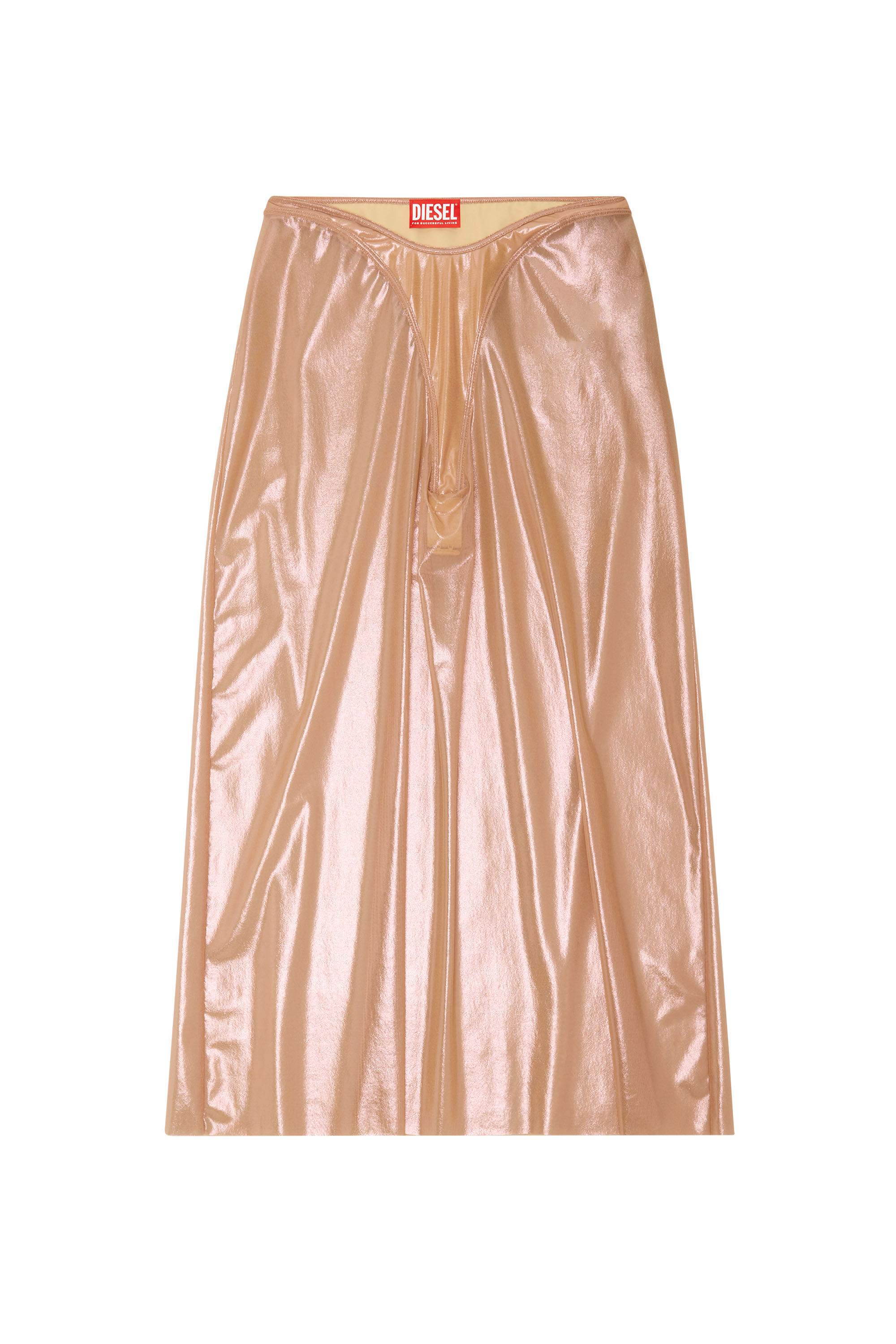 Diesel - O-MONI, Woman Sheer midi skirt in shiny coated tulle in Pink - Image 2