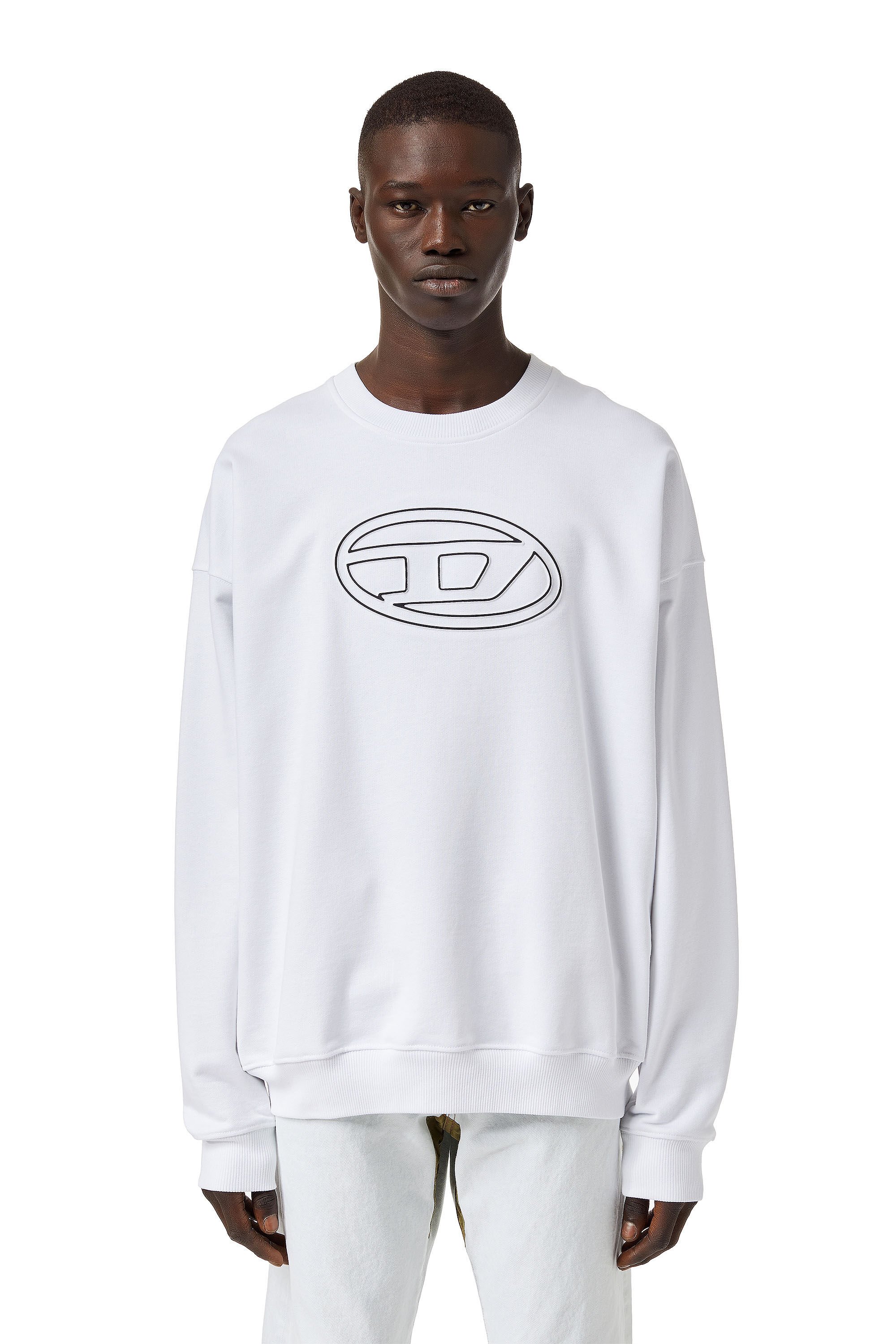 Diesel - S-MART-BIGOVAL, Man Sweatshirt with embossed logo in White - Image 2