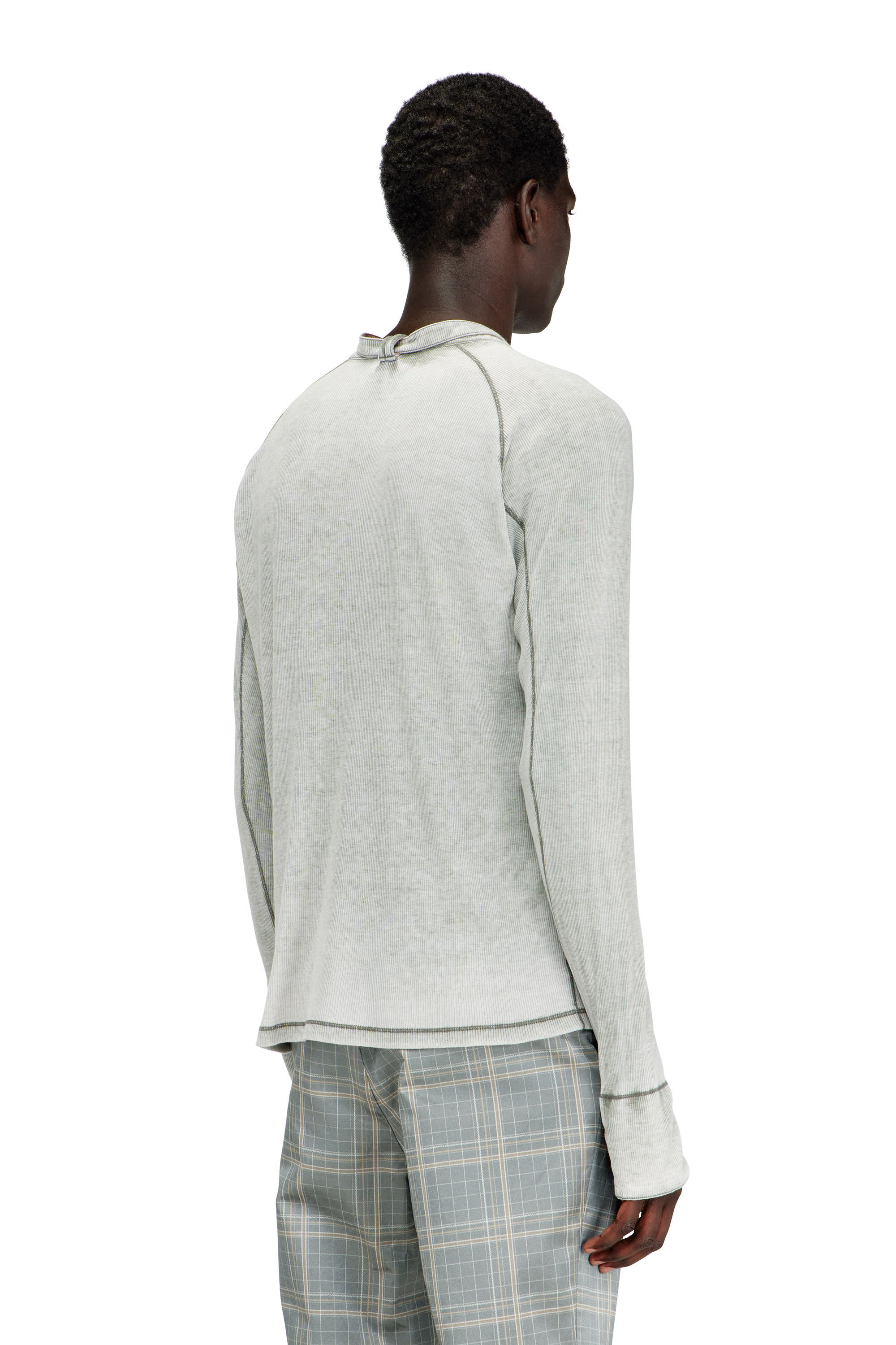 Diesel - T-GOHAN, Man's Rib-jersey top with biker neck strap in Grey - 4