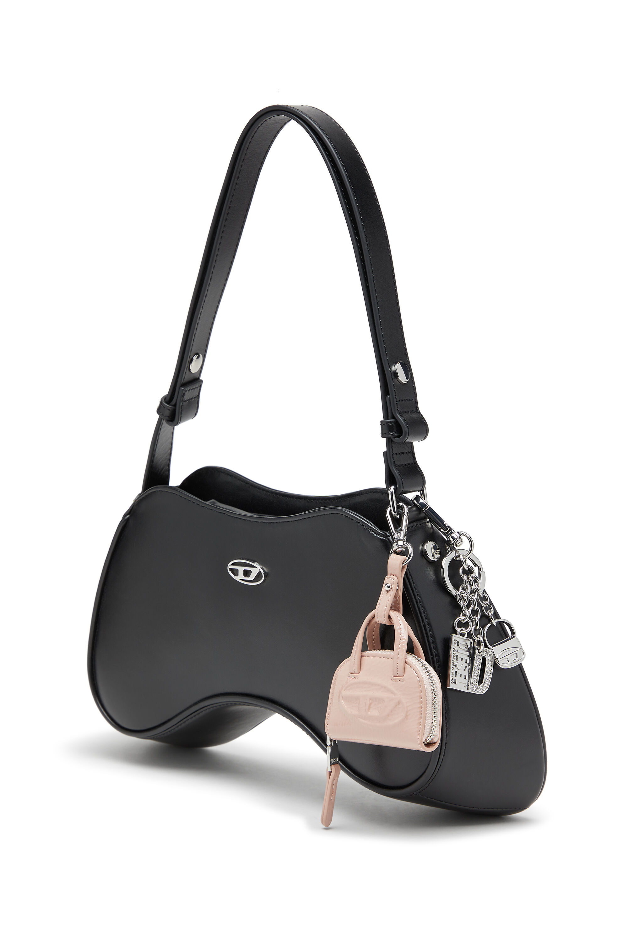Diesel - 1DR DOME CHARMS, Woman's Bag charm in glossy, crinkled naplak in Pink - 3