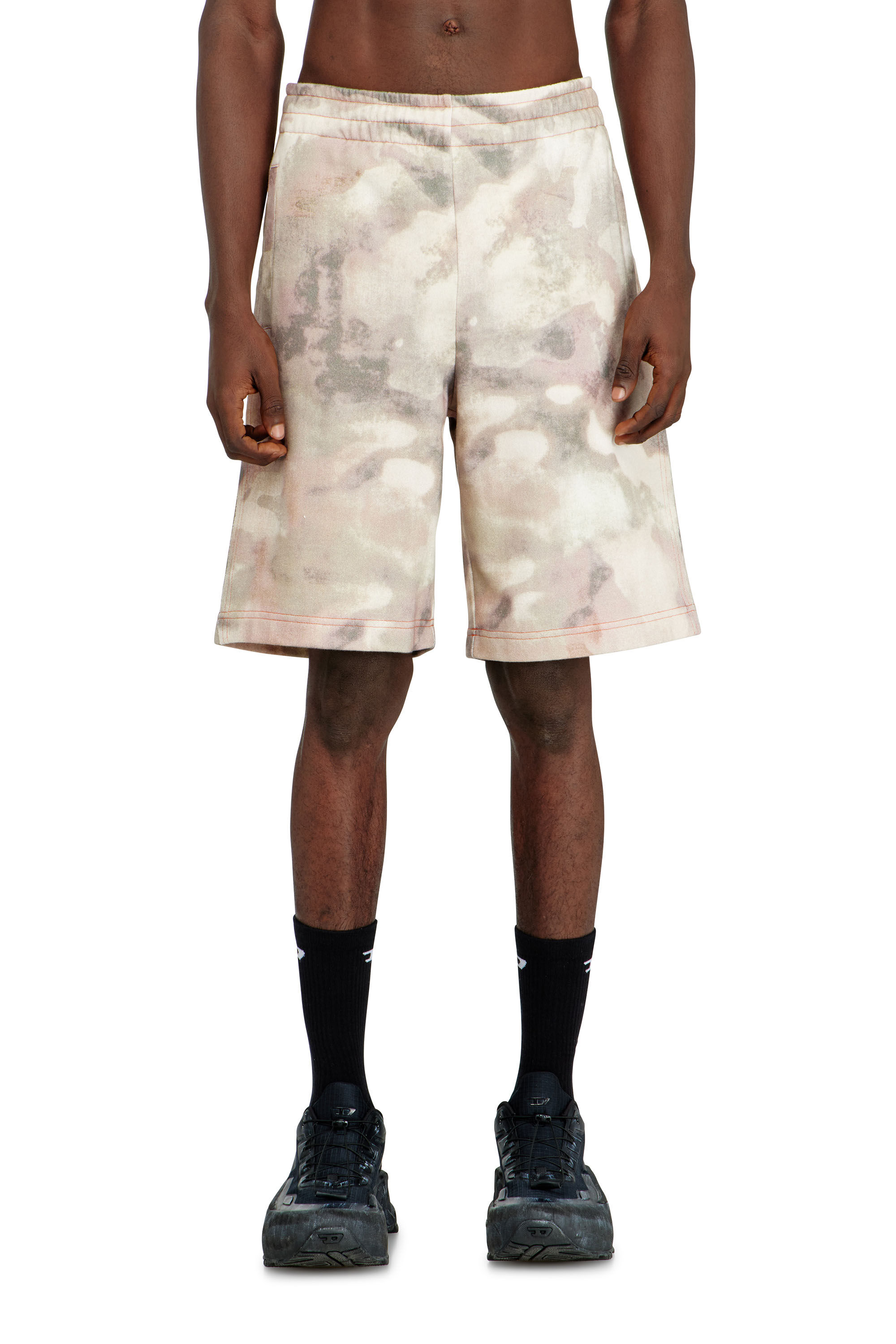 Diesel - P-CRONE-V1, Man's Sweat shorts with camo digital print in Beige/Brown - 3