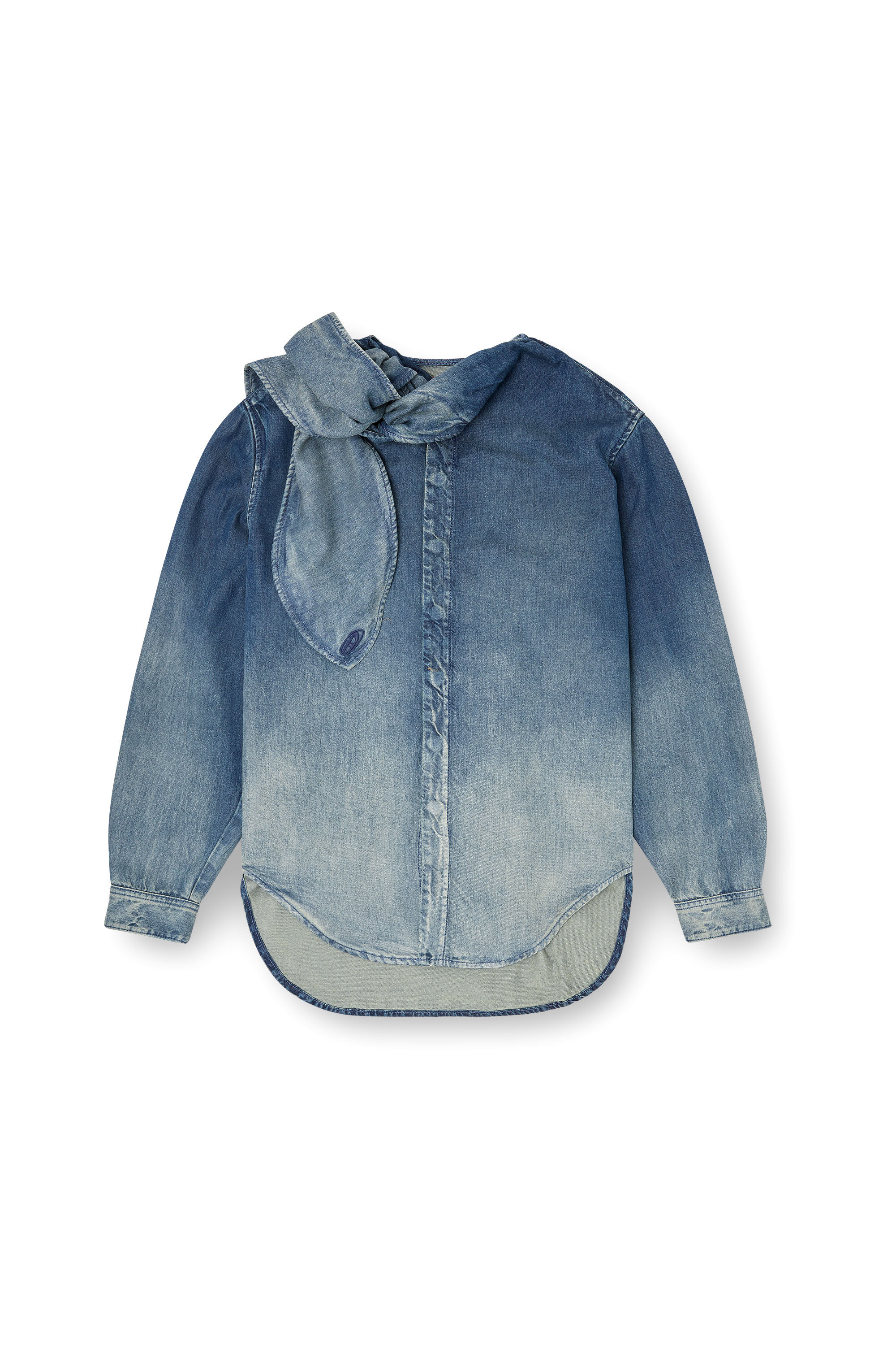 Diesel - DE-NANCY-S, Woman's Blouse in fluid laser-worn denim in Medium blue - 2