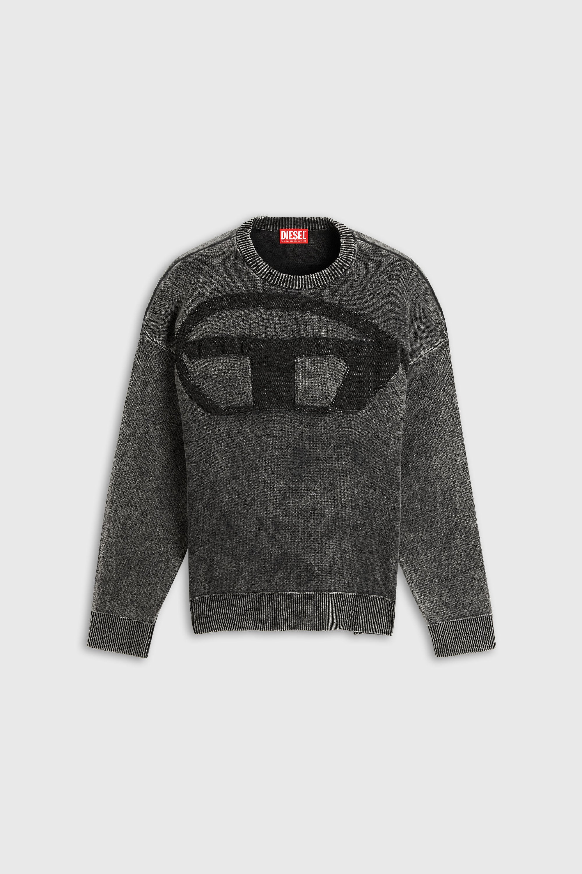 Diesel - K-UTTER, Man's Denim-effect jumper with Oval D logo in Black - 2