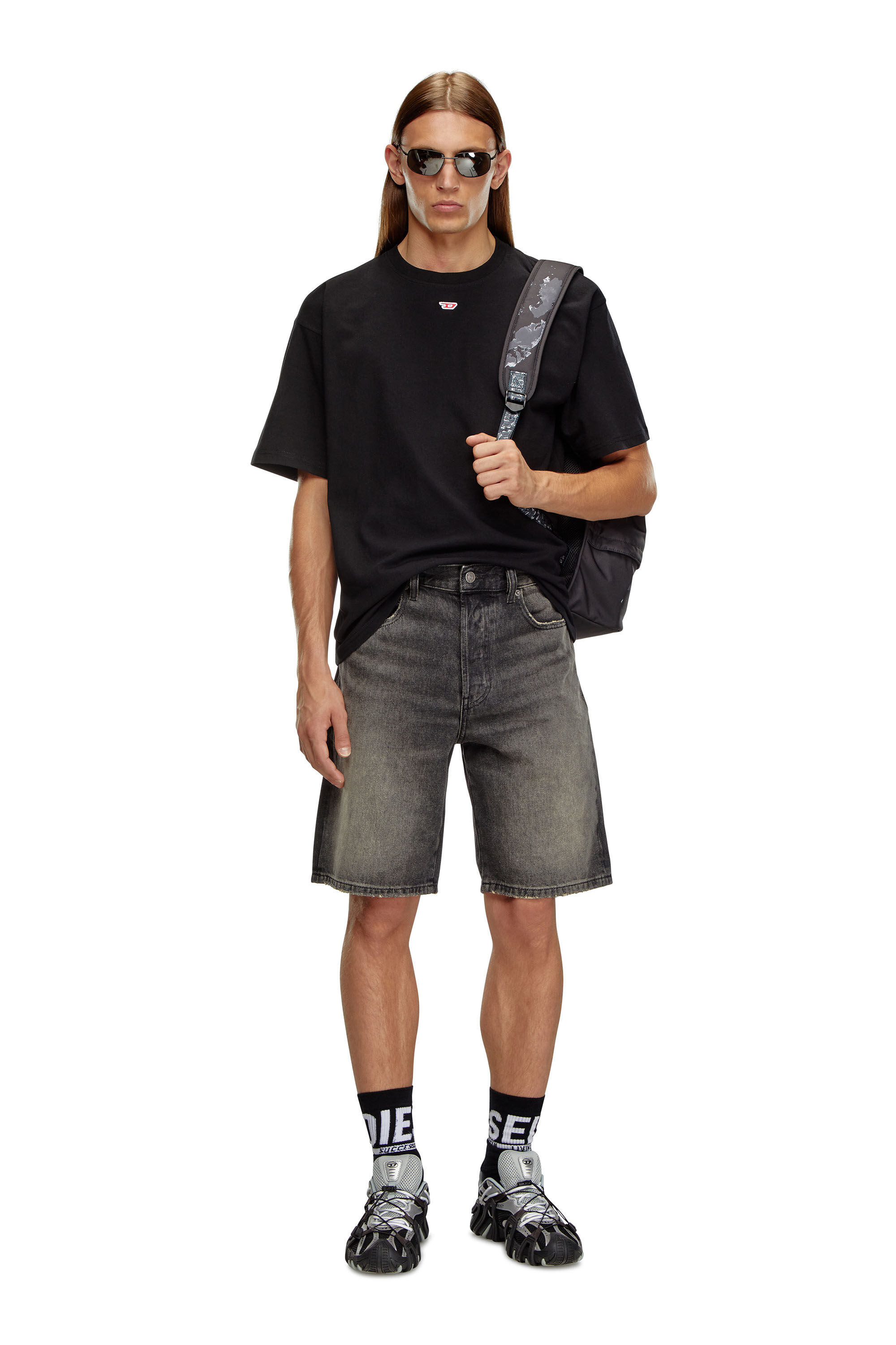 Diesel - REGULAR-SHORT, Man's Denim shorts in Black - 1