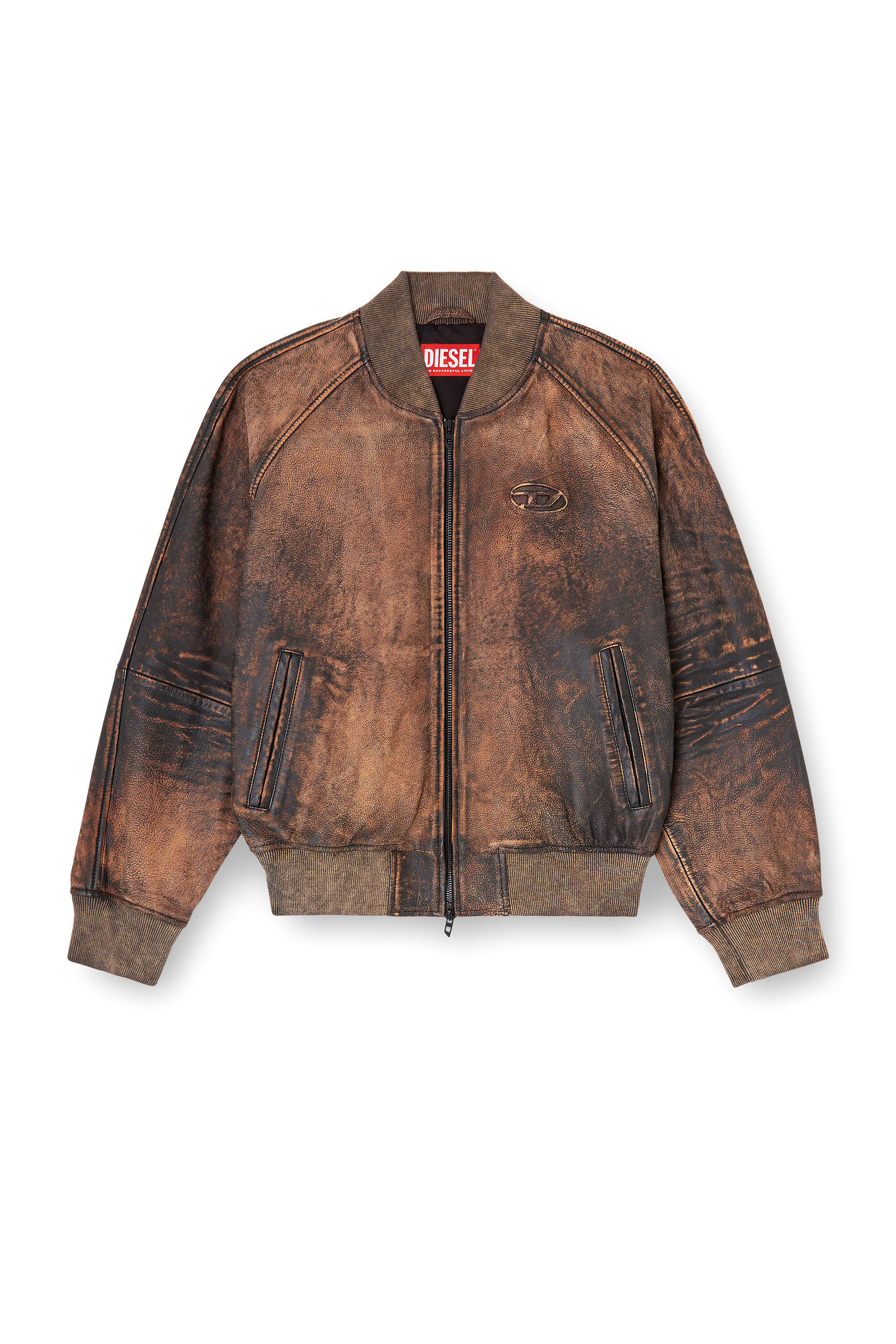 Diesel - L-COBB-FEM, Woman's Bomber jacket in distressed leather in null - 2