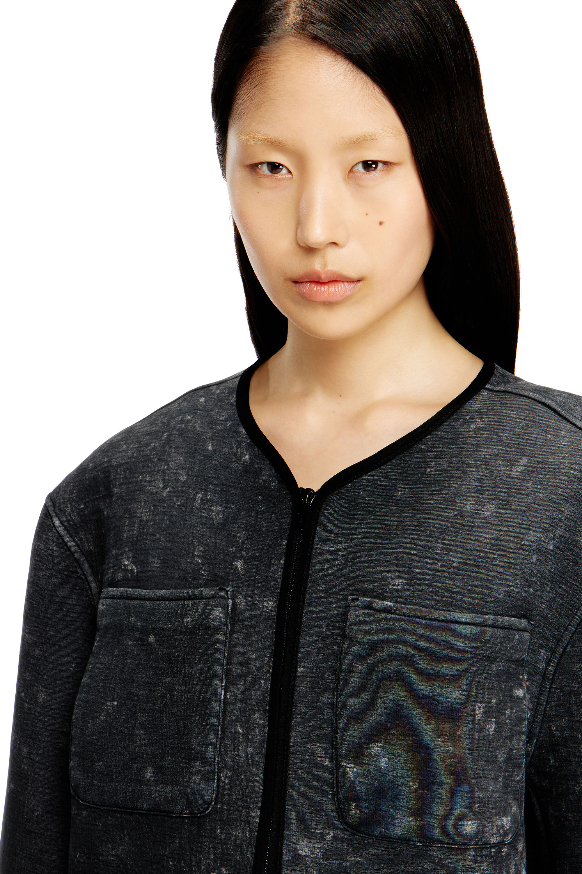 Diesel - G-TES, Woman's Marbled-effect scuba jacket with pockets in null - 5