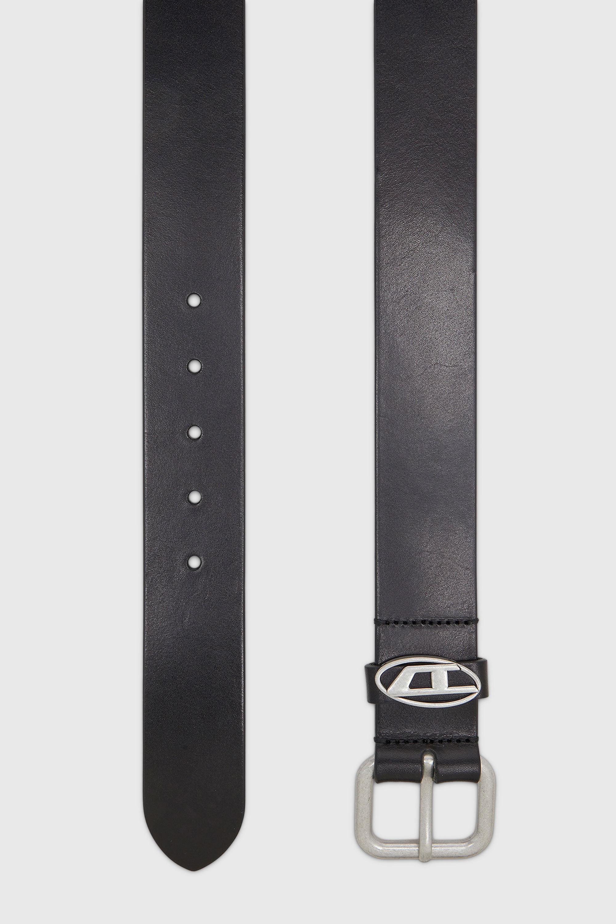 Diesel - B-1DR OVAL D LOOP, Unisex's 4 cm matte leather belt with metal buckle in Black - 2