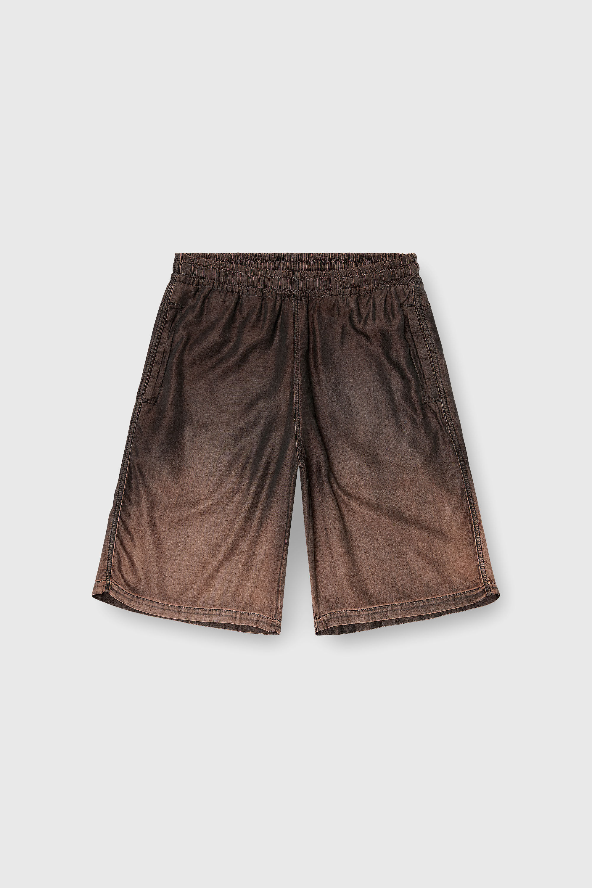 Diesel - D-RODER-SHORT-S, Unisex's Relaxed bermuda shorts in fluid coated denim in Brown - 2