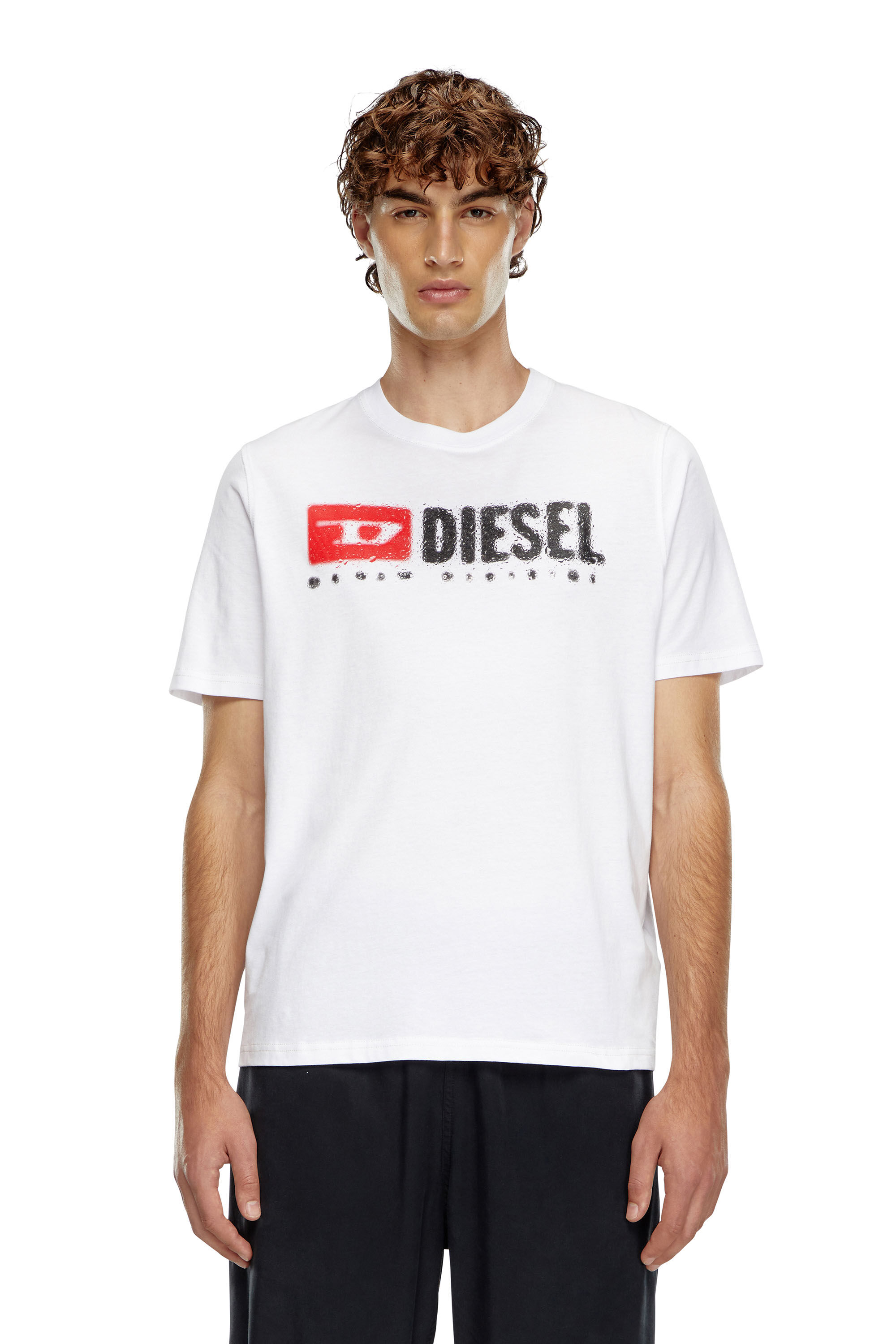 Diesel - T-ADJUST-K14, Man T-shirt with splashed-effect logo in White - Image 3