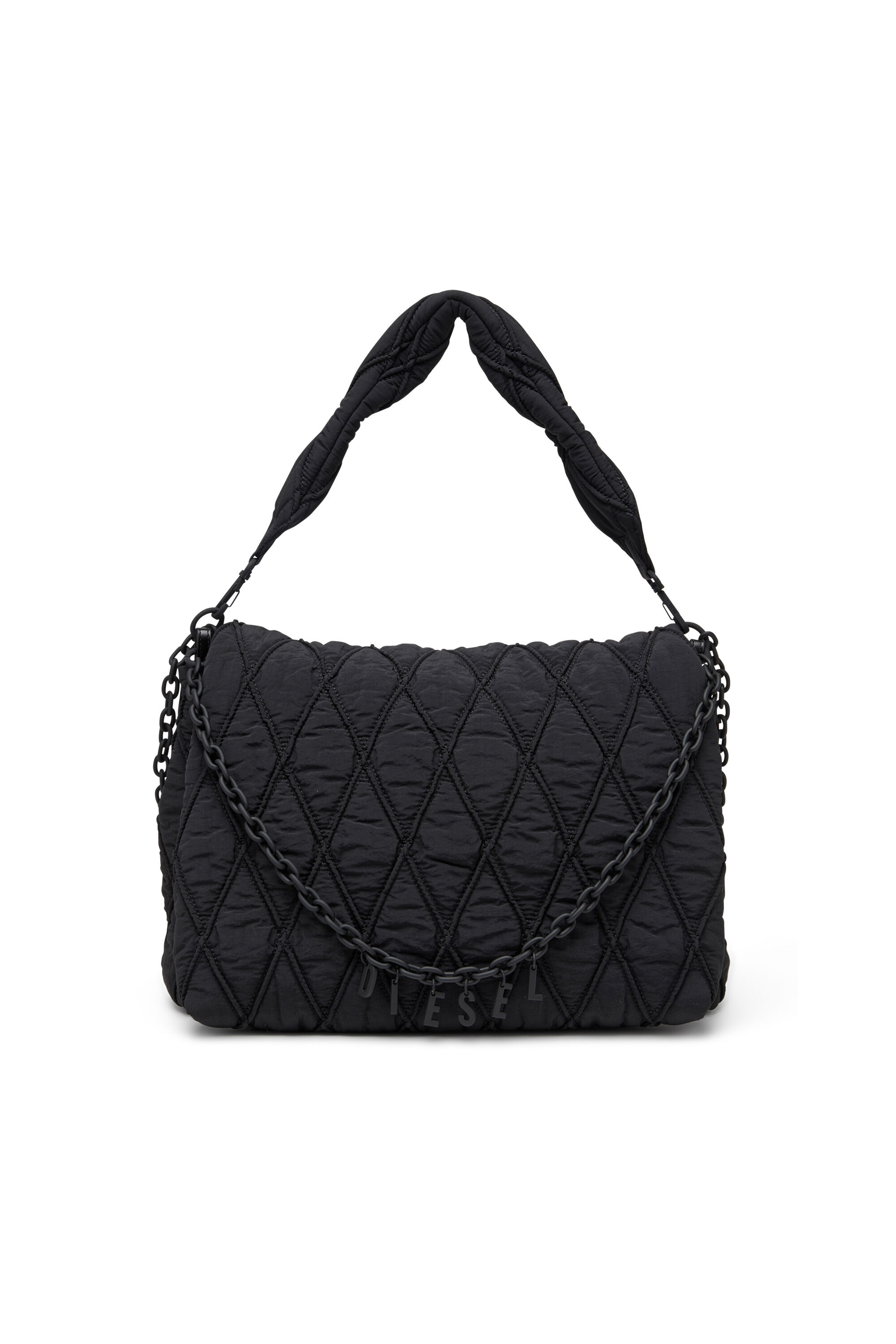 Diesel - CHARM-D SHOULDER L, Woman's Shoulder bag in quilted washed nylon in Black - 1
