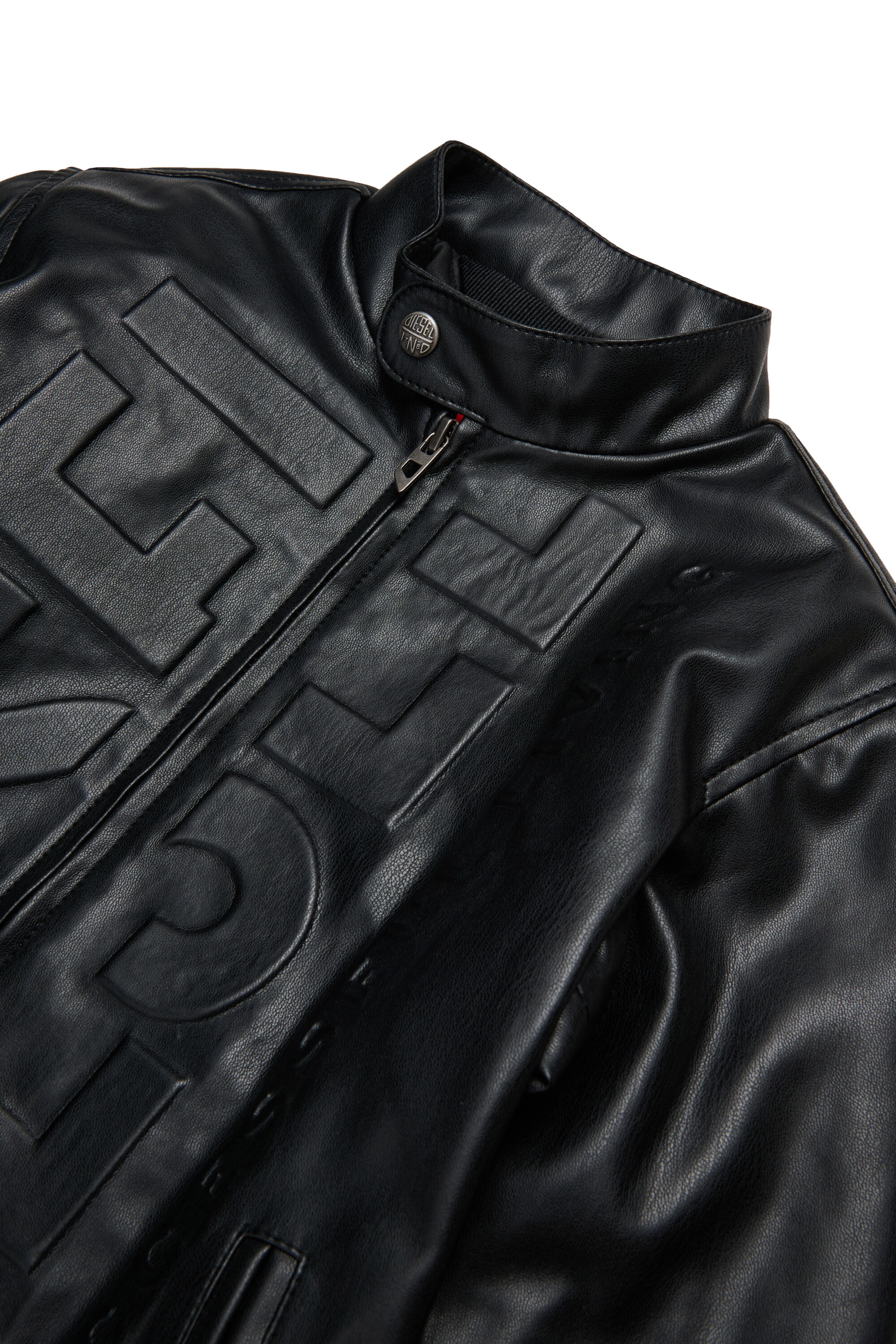Diesel - JLMETVERT, Man's Jacket in faux leather with logo in Black - 3