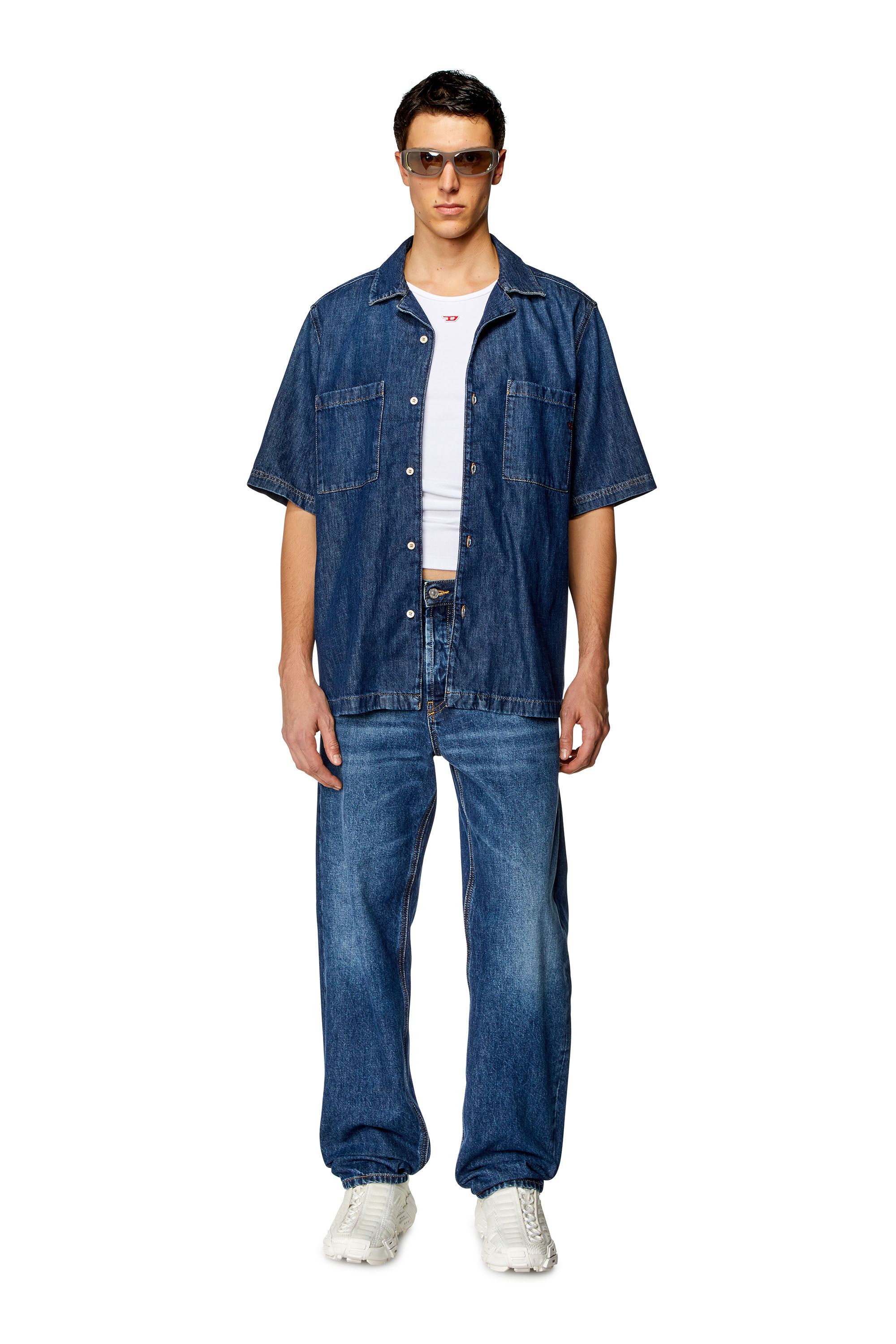 Diesel - D-PAROSHORT, Man Bowling shirt in denim in Blue - Image 1