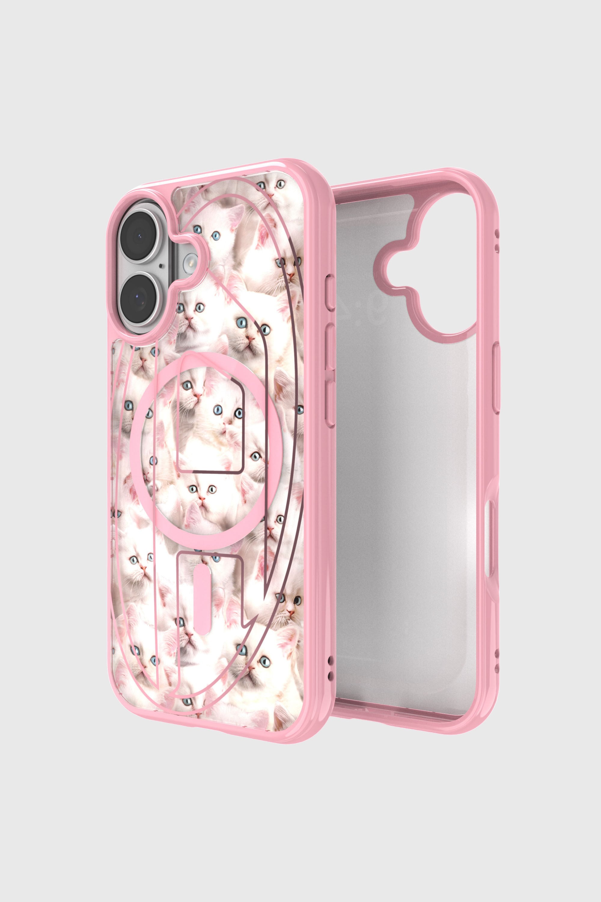 Diesel - 60423 AOP CASE, Unisex's Oval D cats case with magsafe for iPhone 17 in Pink - 1