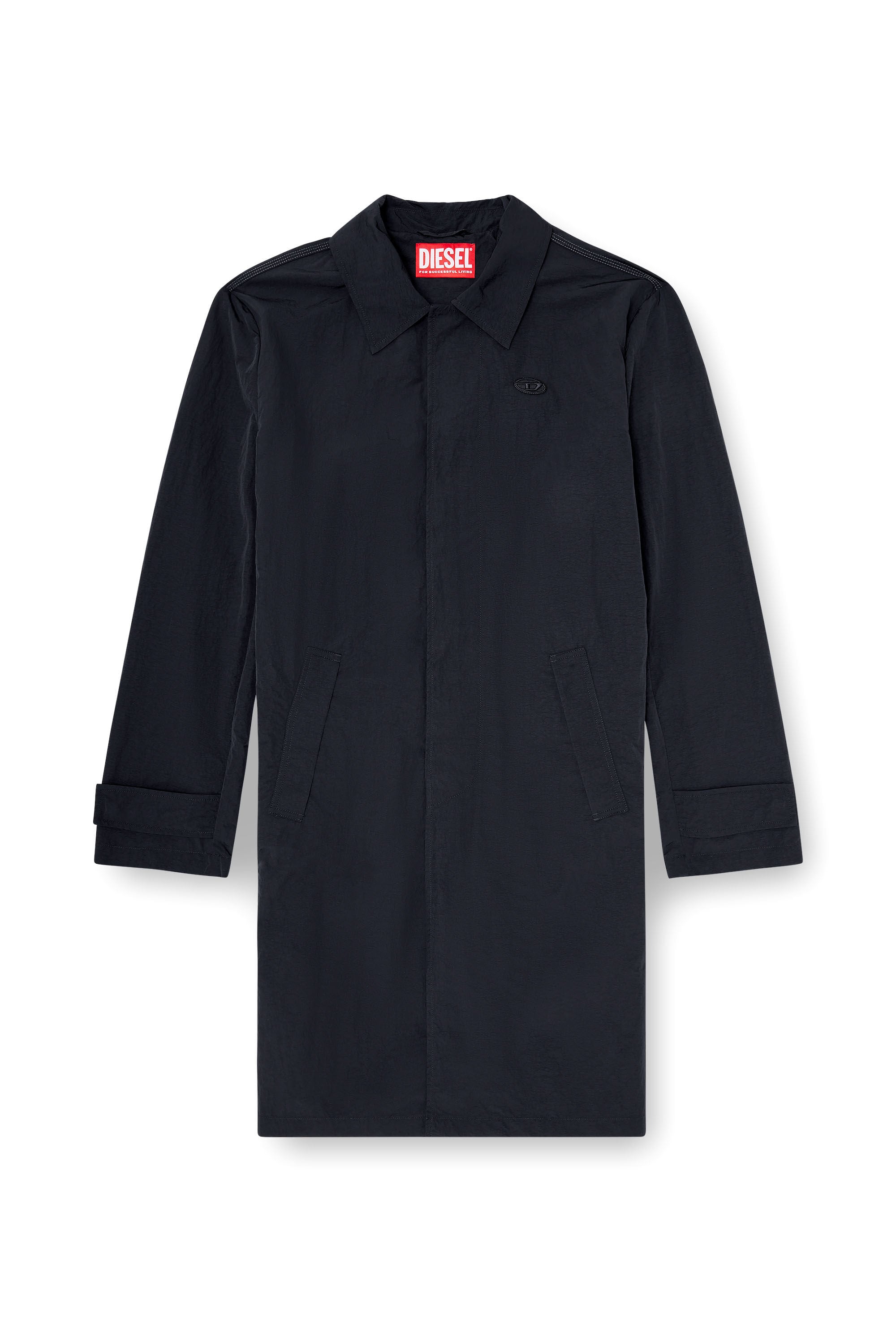 Diesel - J-BURHAT, Man's Nylon coat with shiny crinkle finish in Black - 2