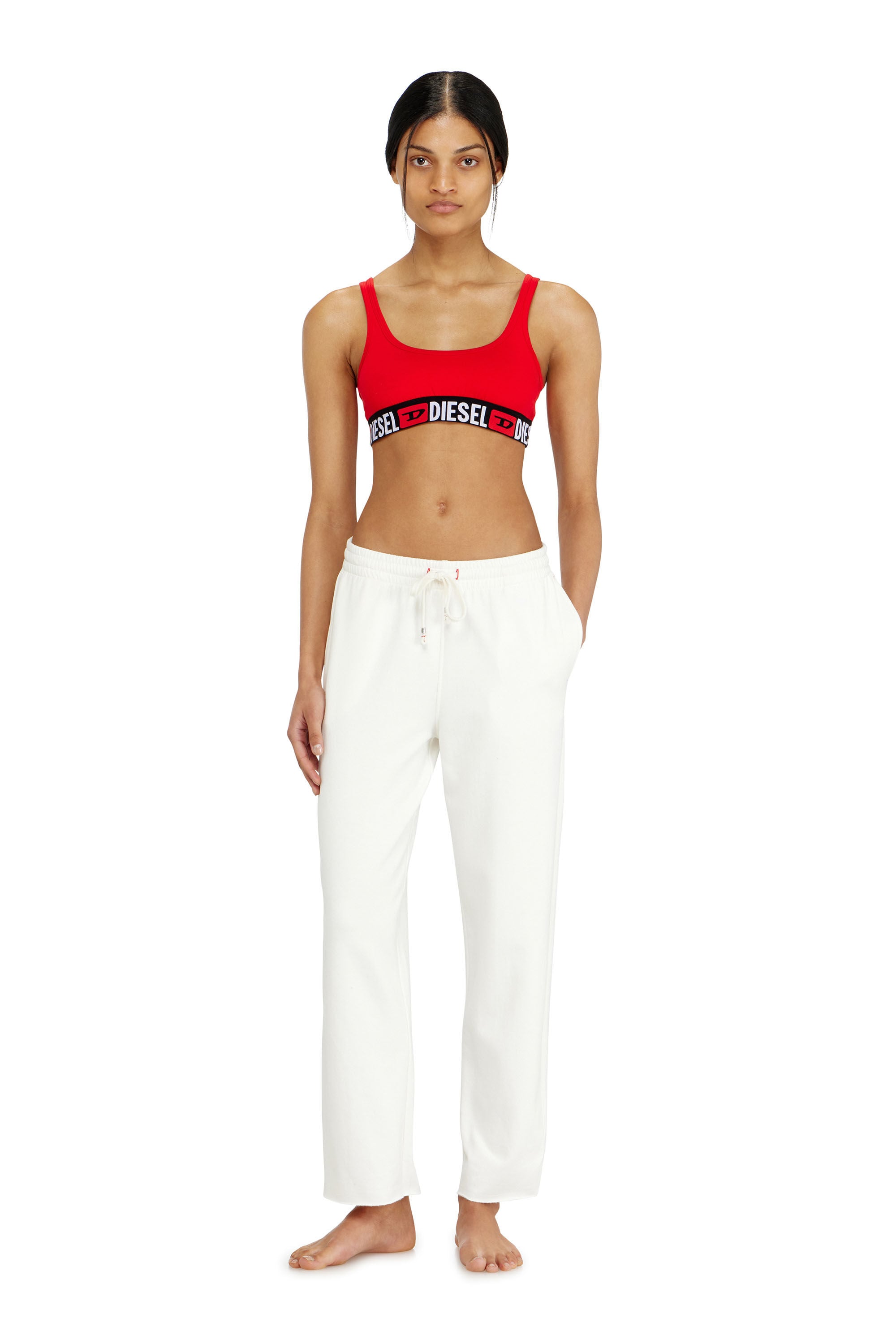 Diesel - INDRA-D-CORE, Woman's Peached sweatpants with raw hems in White - 1
