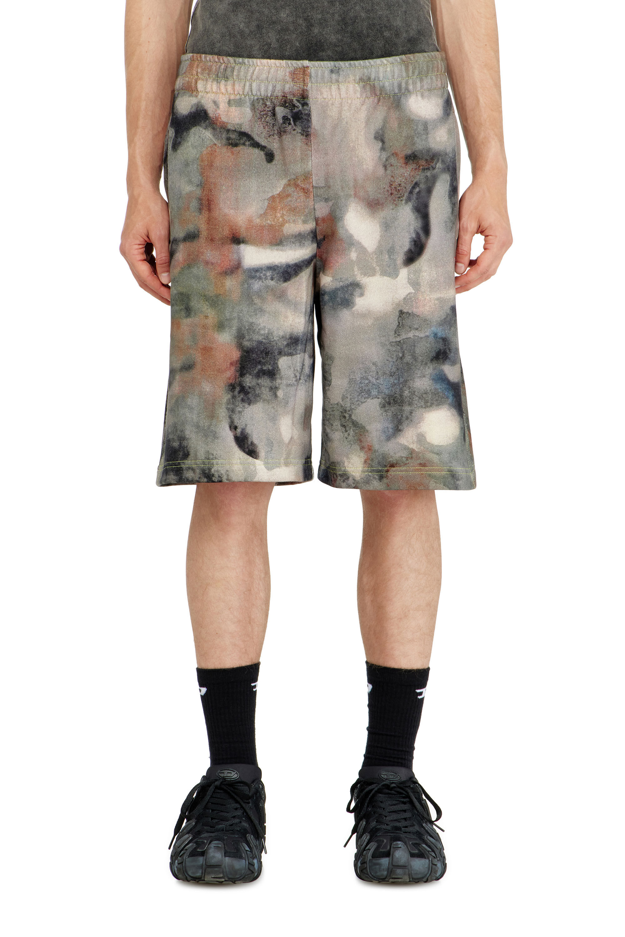 Diesel - P-CRONE-V1, Man's Sweat shorts with camo digital print in Brown/Green - 2