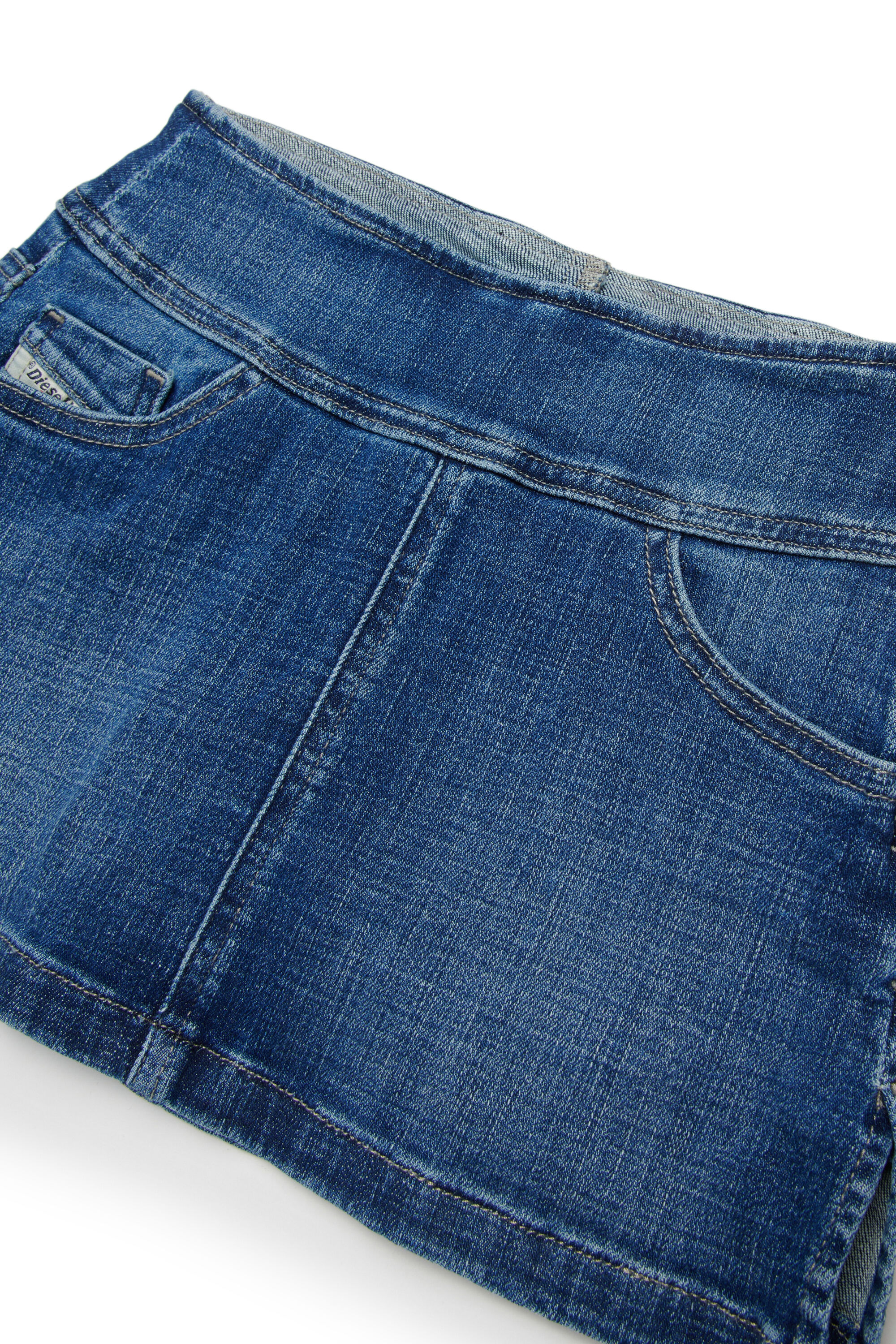 Diesel - GERLI, Woman's Denim mini skirt with undershorts in Medium blue - 3