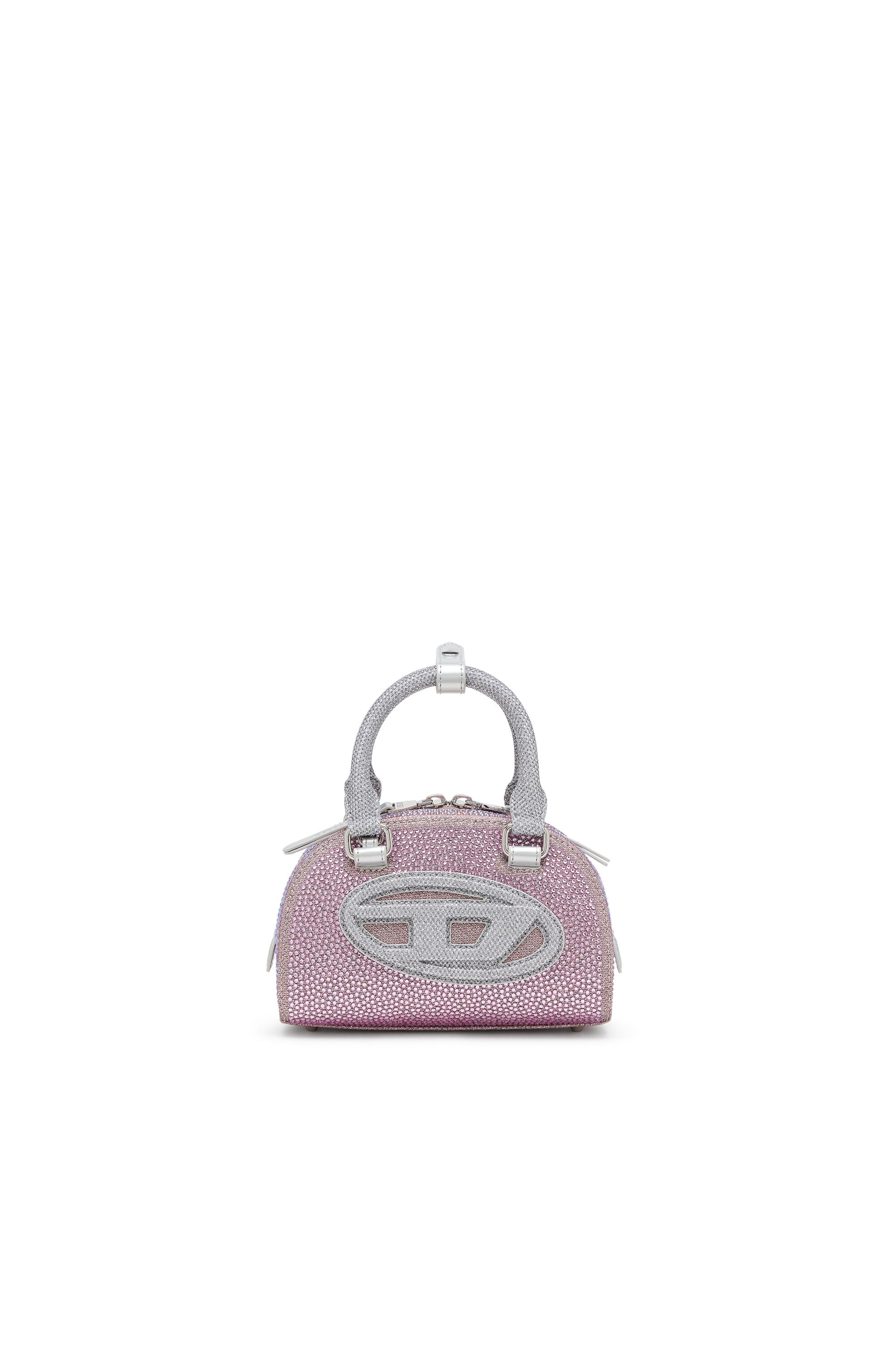 Diesel - 1DR DOME CROSSBODY, Woman's 1DR Dome - Small bowling bag in crystal Lurex in Pink - 1