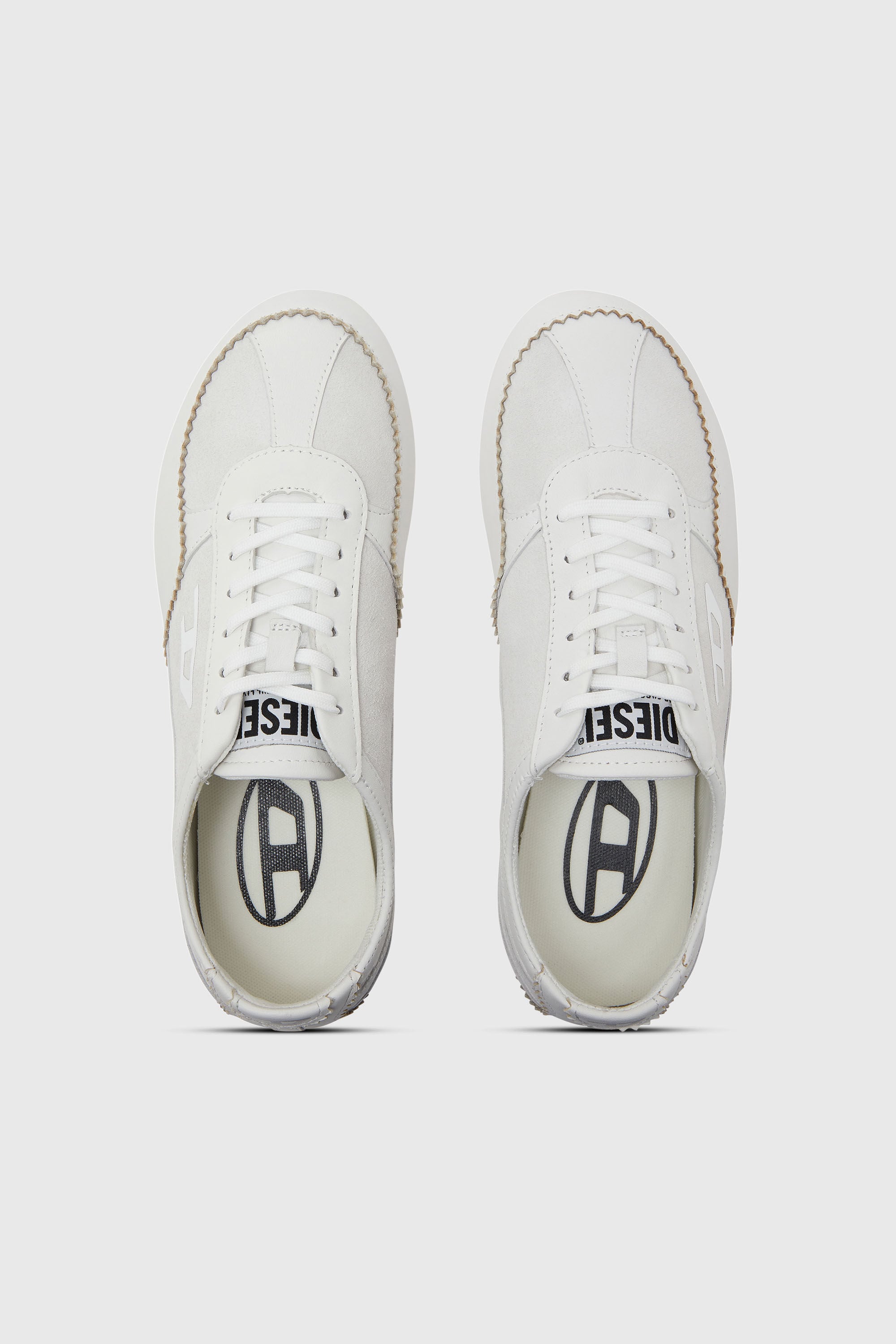 Diesel - D-MILE LOW W, Woman's D-Mile-Flat sneakers in leather and suede in White - 4