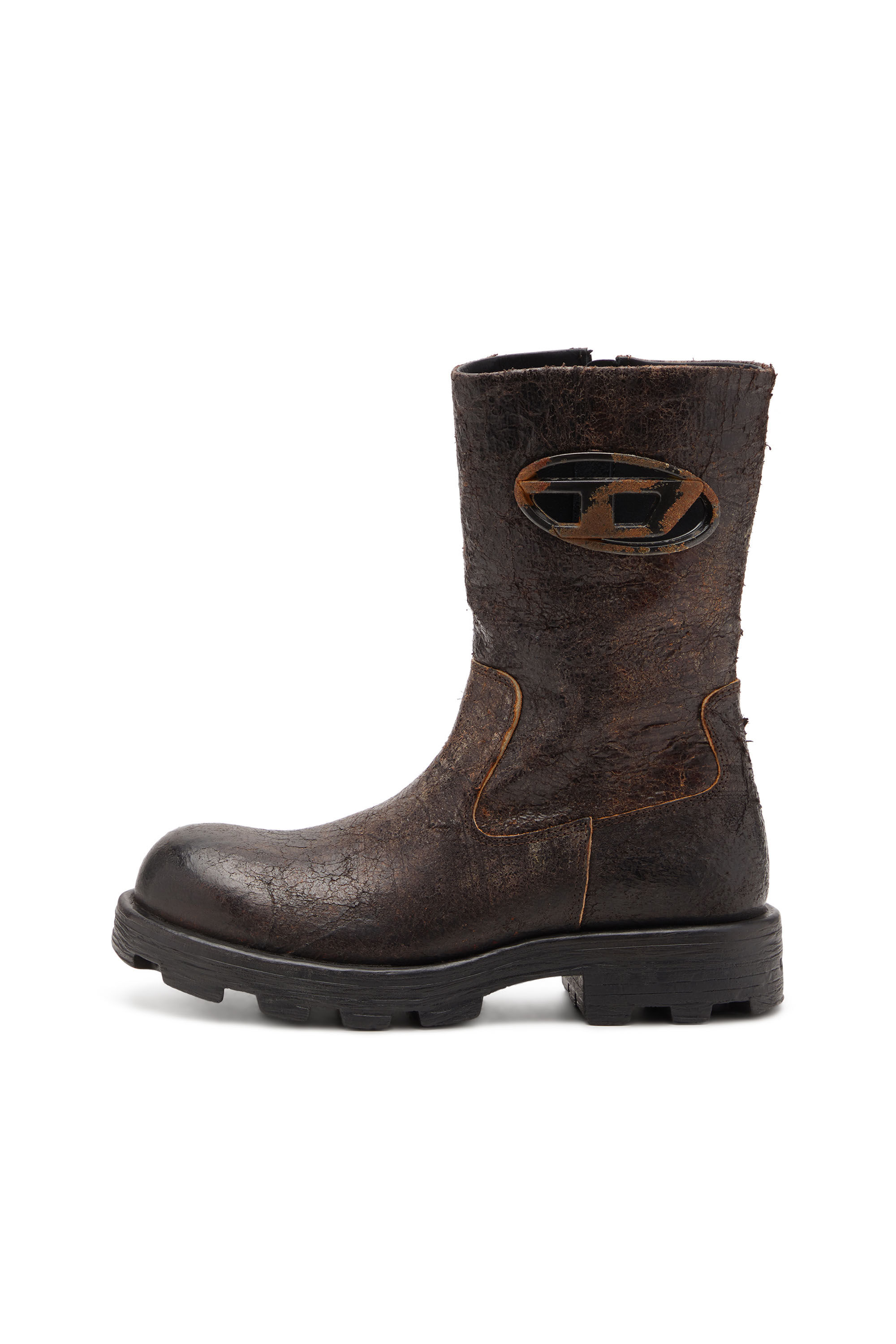 Diesel - D-HAMMER BKR D W, Woman's D-Hammer-Biker boots in distressed crackled suede in null - 7