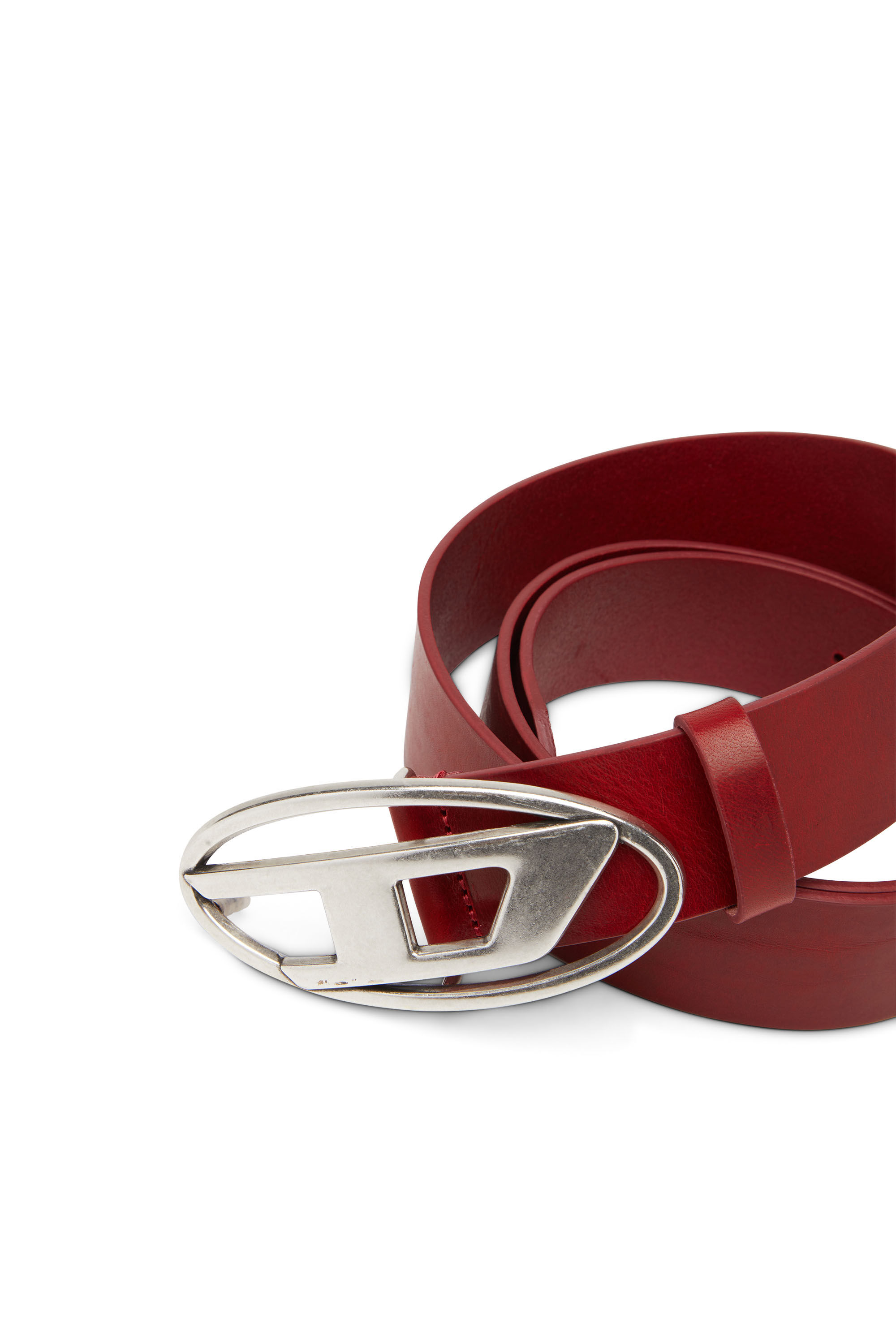 Diesel - B-1DR, Man Leather belt with D buckle in Red - Image 2