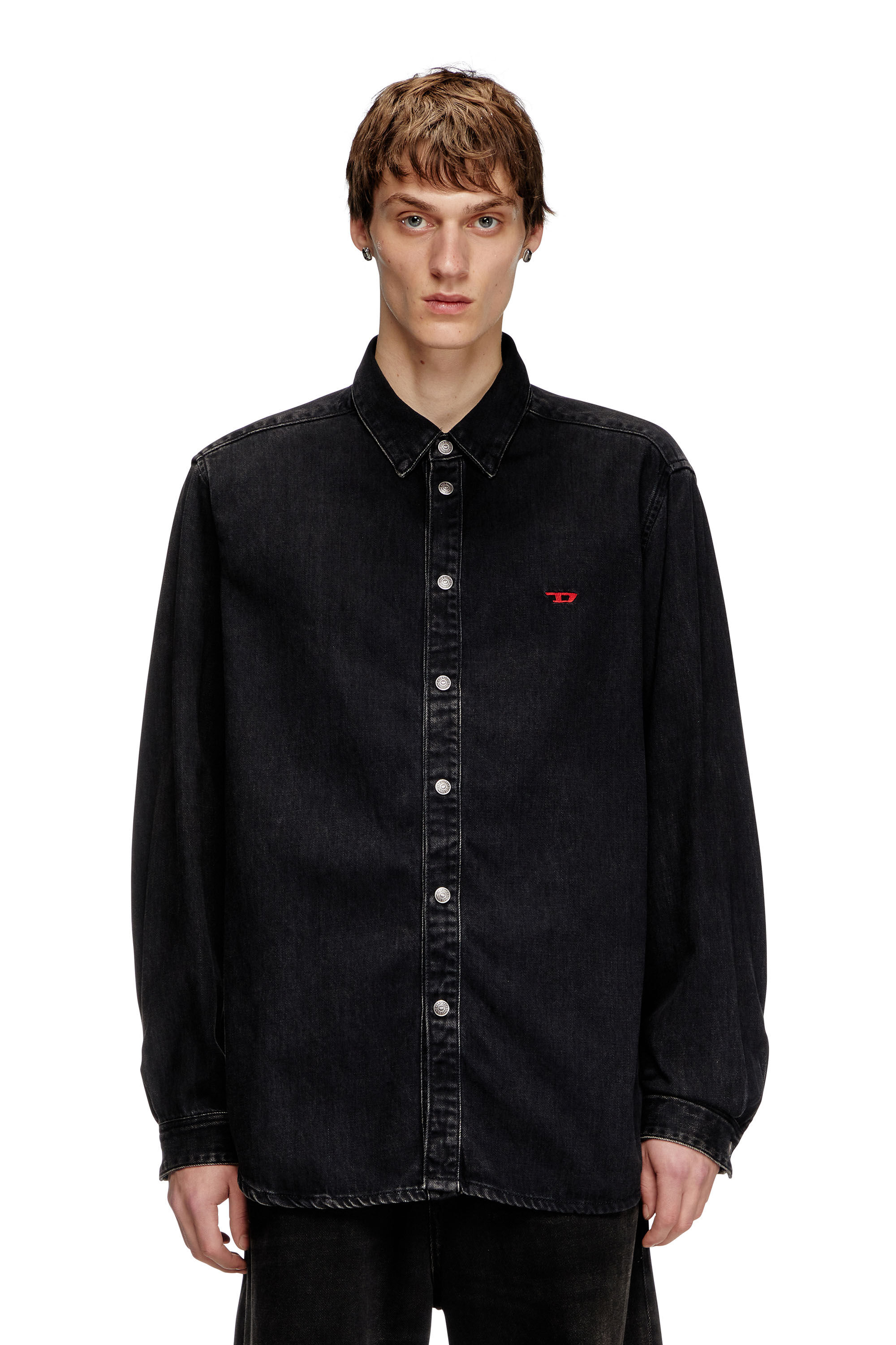 Diesel black denim shirt sales