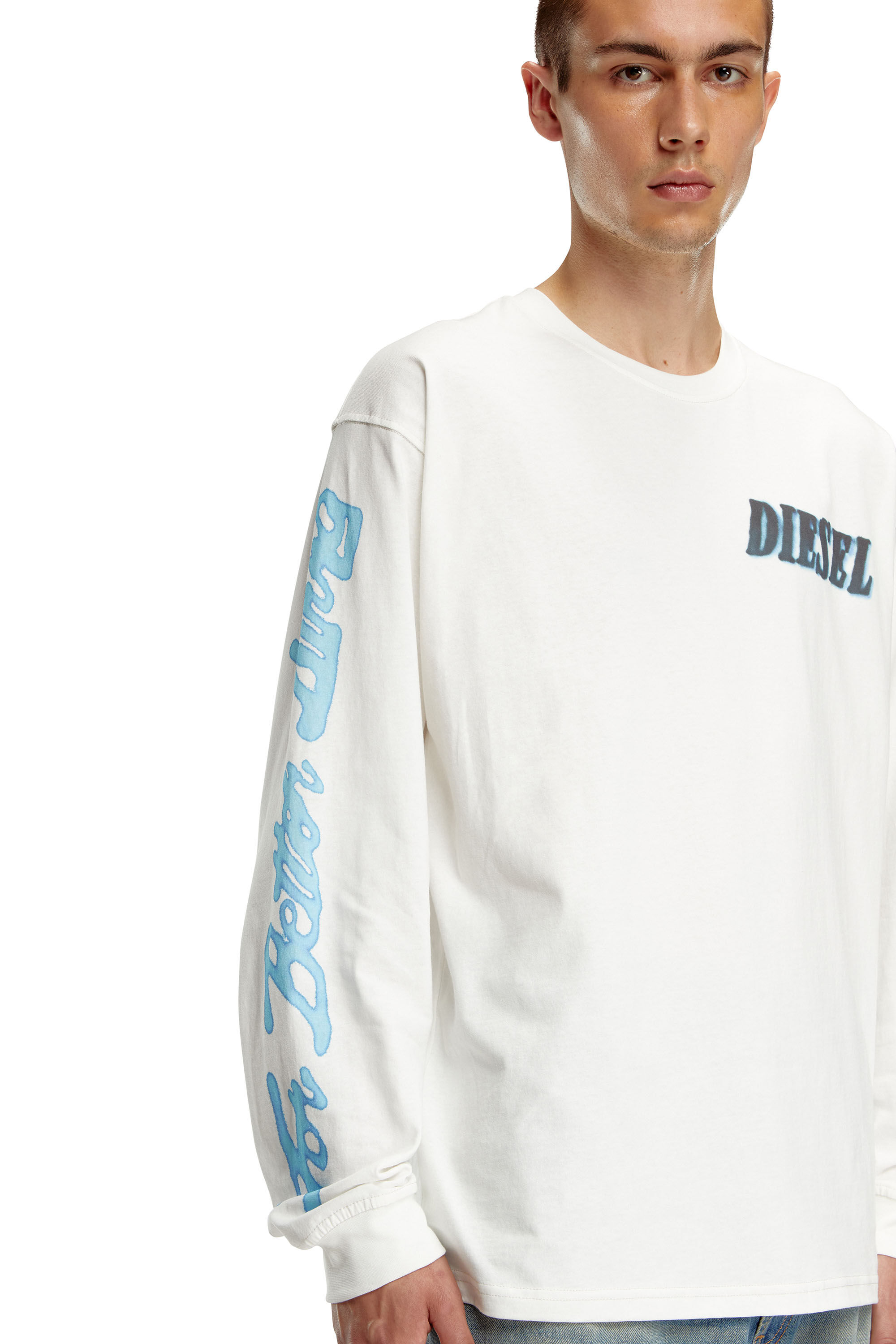 Diesel - T-BOXT-LS-Q15, Man Long-sleeve T-shirt with logo prints in White - Image 5