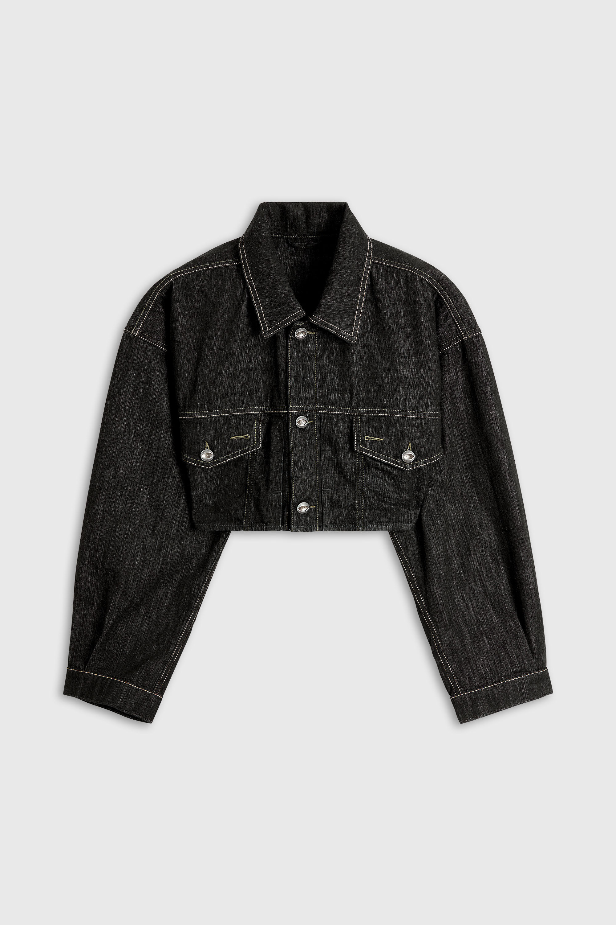 Diesel - DE-MALLEY, Woman's Oversized cropped trucker jacket in rinse denim in Black - 2