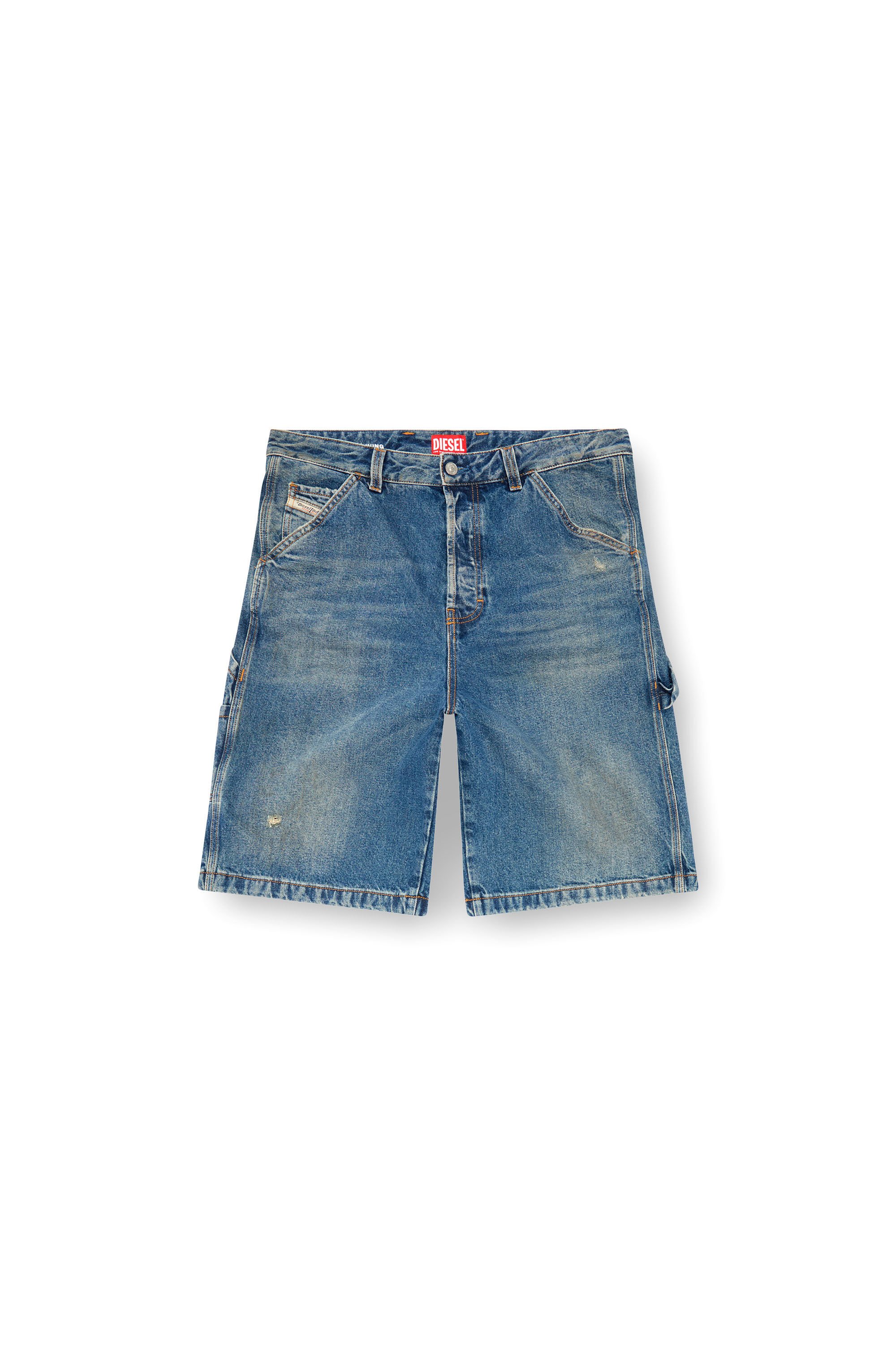 Diesel - D-LIVERY-SHORT, Man Denim utility shorts with dusty wash in Blue - Image 2