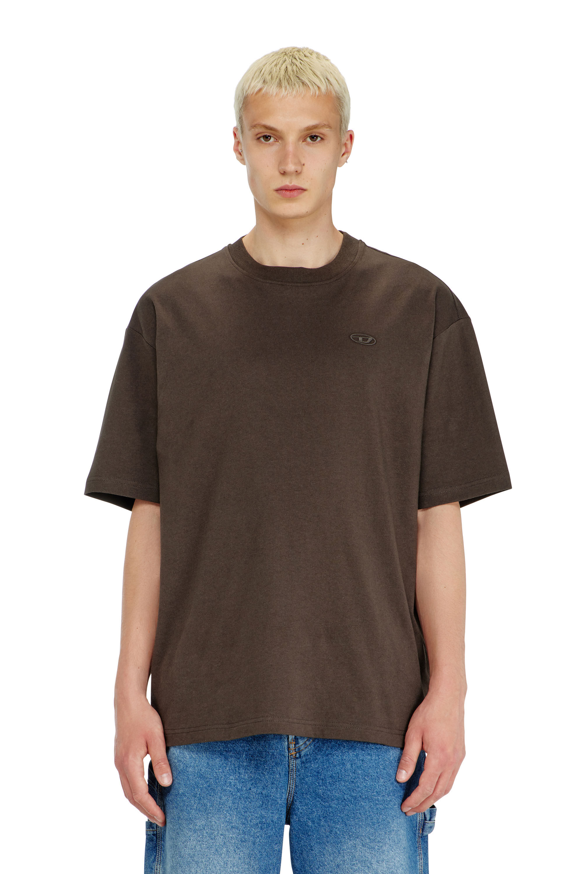 Diesel - T-BOGGY-MEGOVAL-D, Man's T-shirt with maxi oval D embroidery in Brown - 3