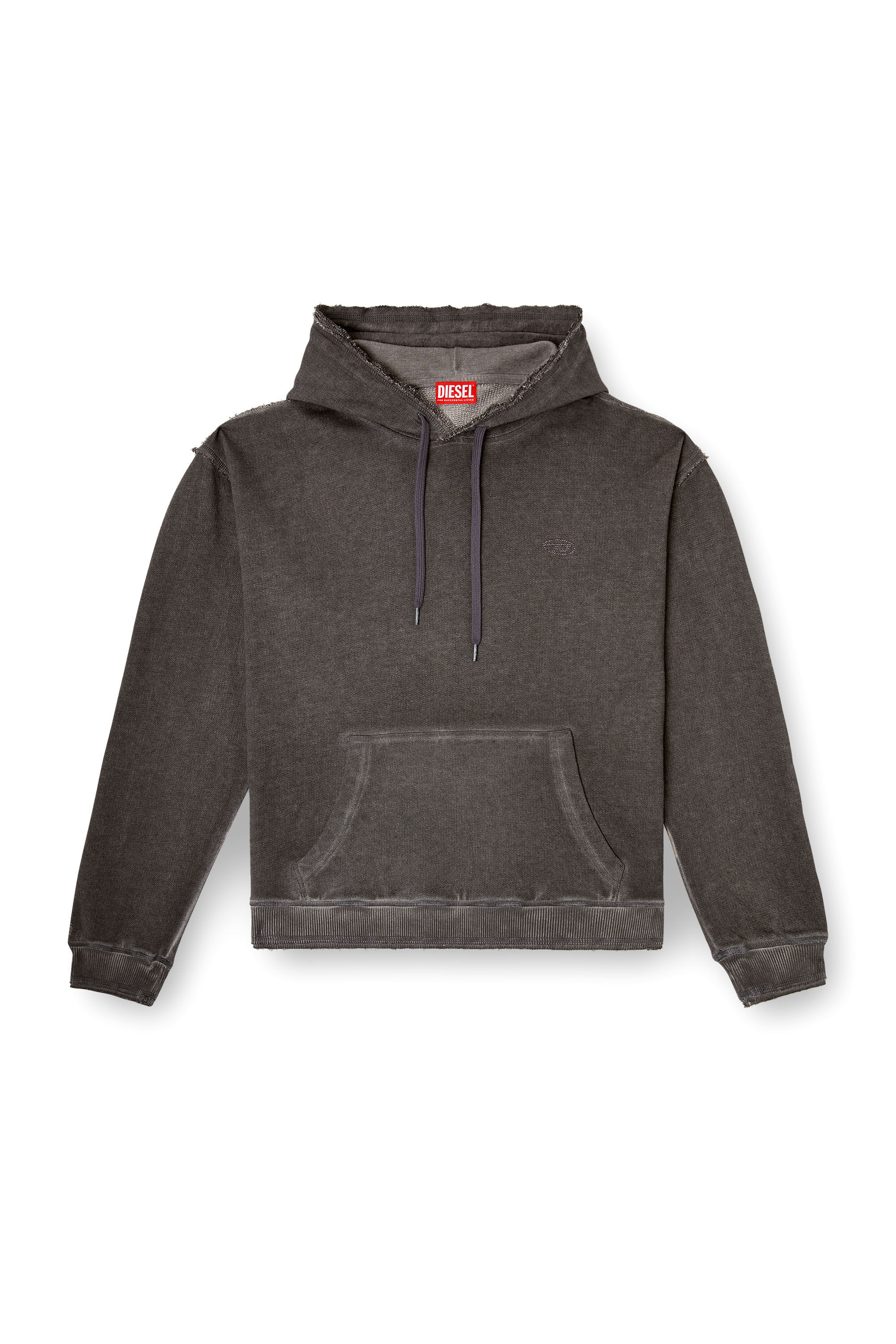 Diesel - S-QUINN-HOOD, Man's Hoodie with print and studs in Grey - 2