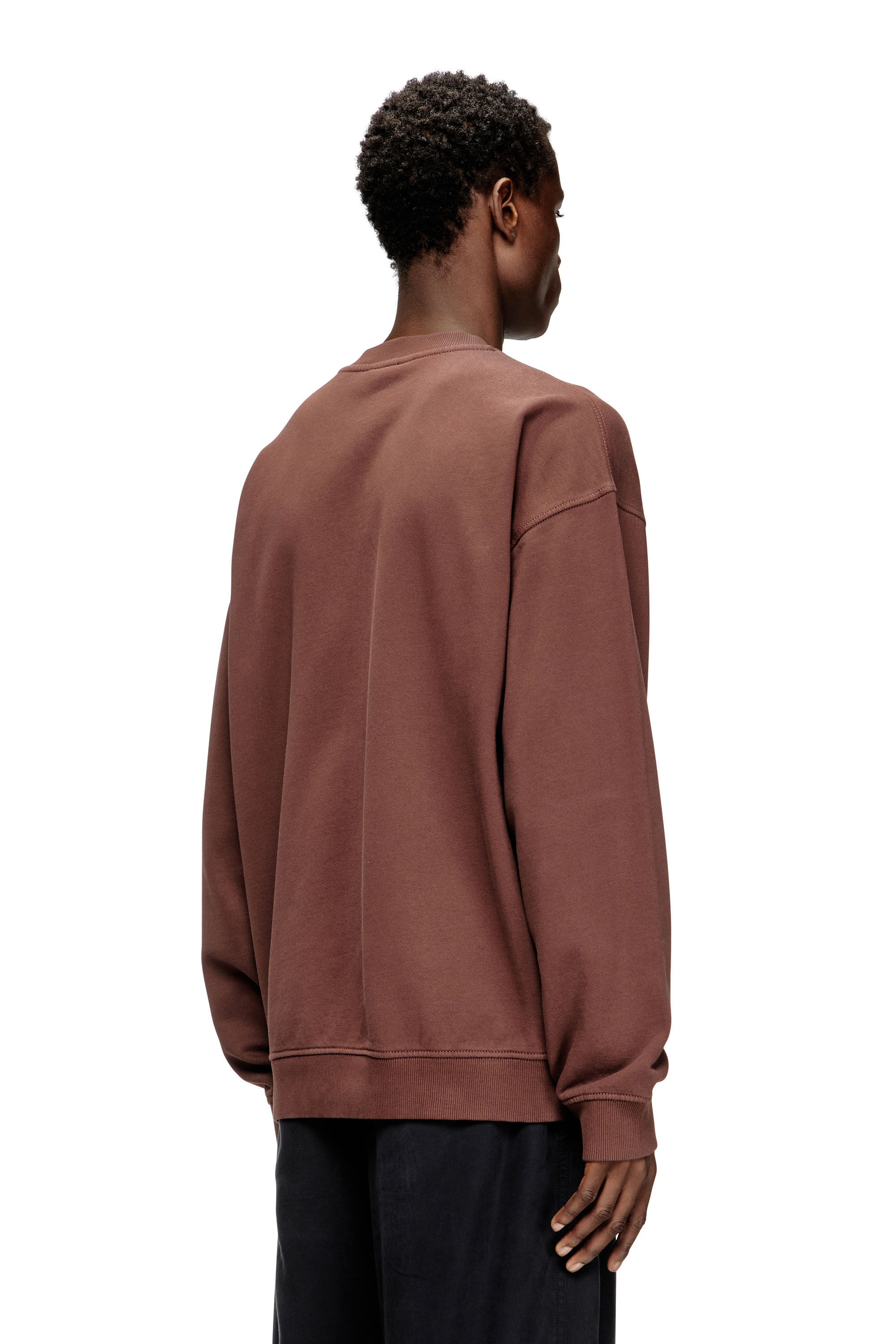 Diesel - S-BOXT-N5, Man's Cotton sweatshirt with flocked Oval D in Brown - 4