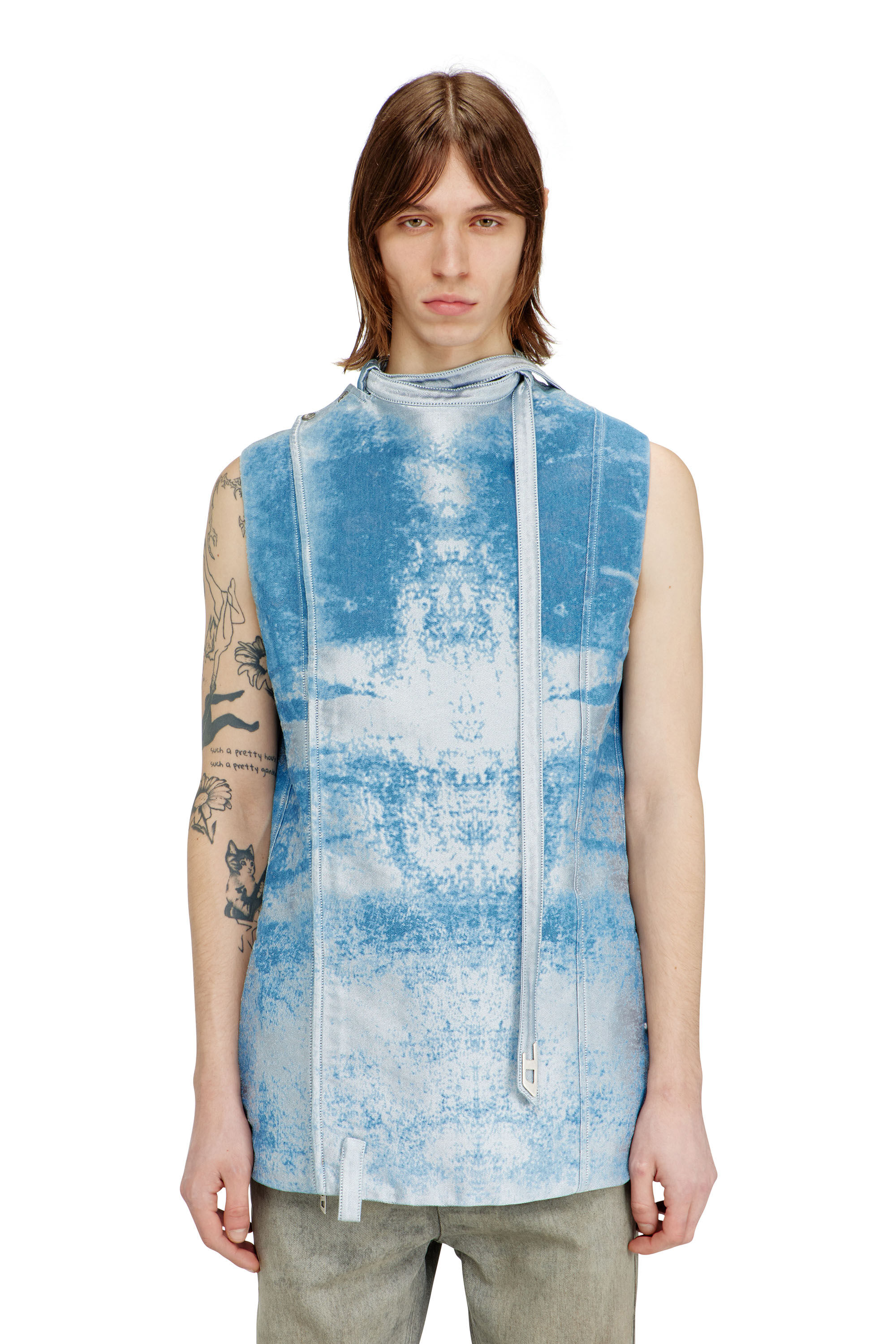 Diesel - D-LORMIL-FSI, Man's Sleeveless vest in coloured satin denim in null - 3
